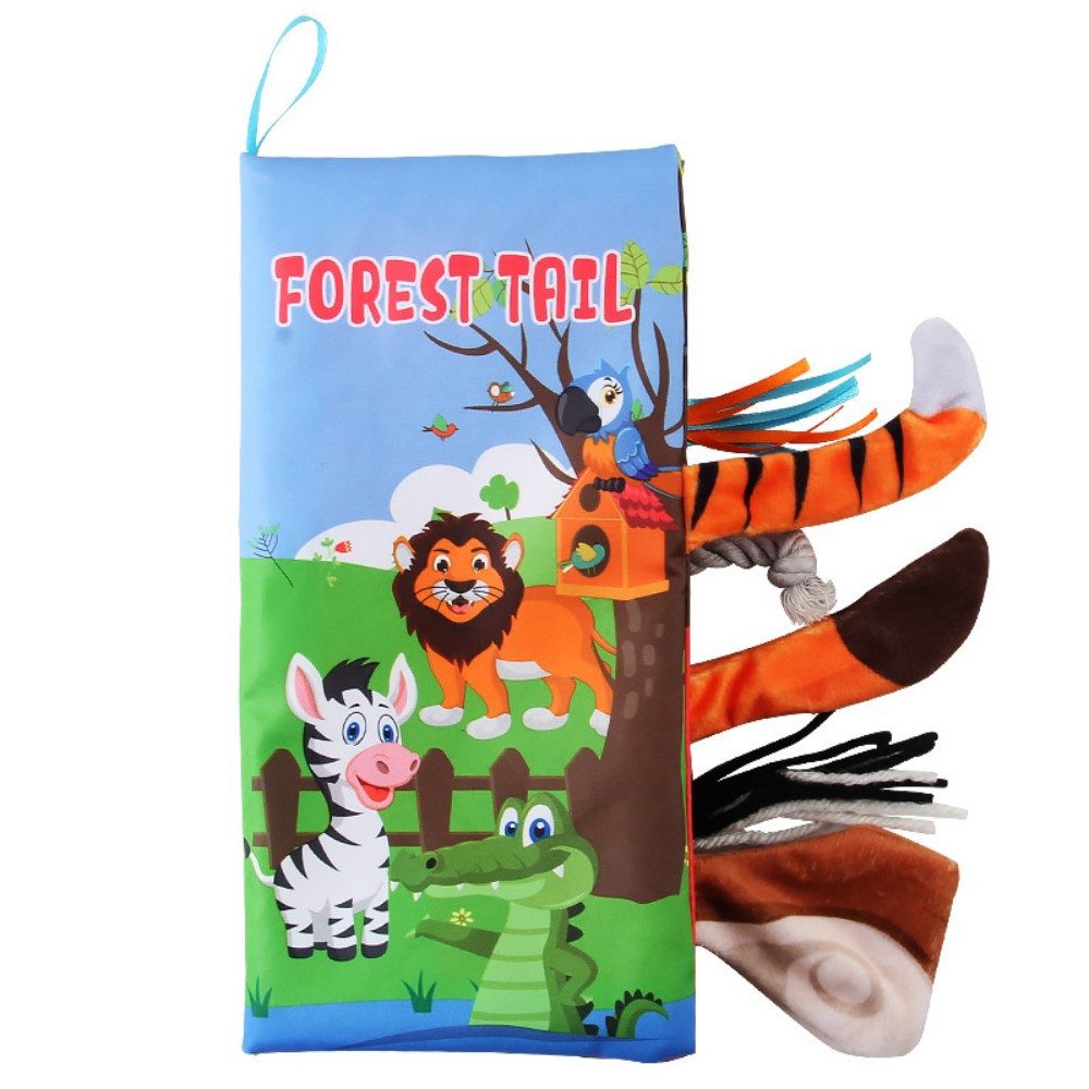POPOLIC Stoffbuch Baby-Früherziehung dreidimensionales Tier-Babu-Buch (Bunte Tiere 3D-Tierschwanz)