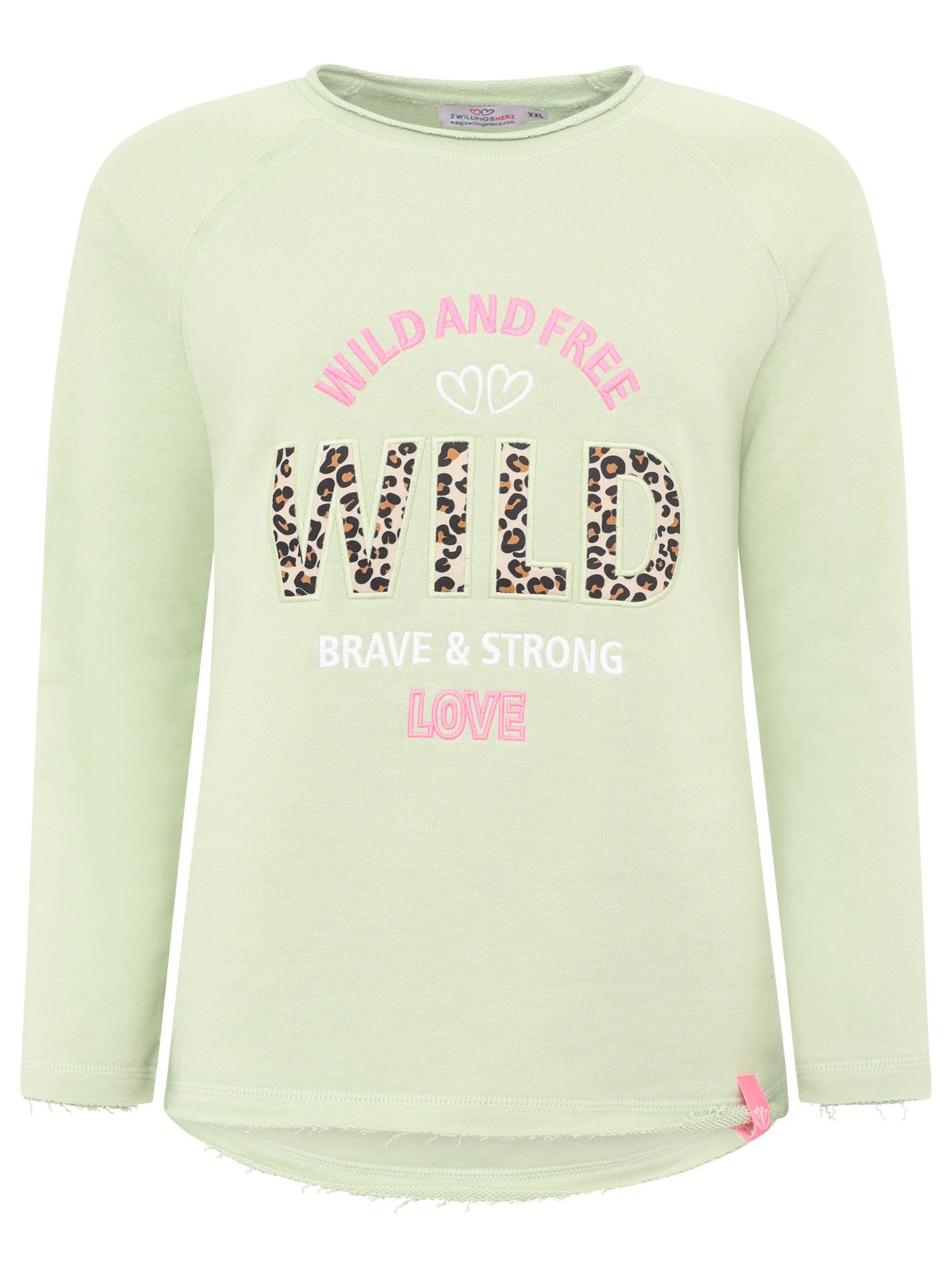 Zwillingsherz Sweater ""Wild and Free"", mit Used-Look Kanten, Leo Details günstig online kaufen
