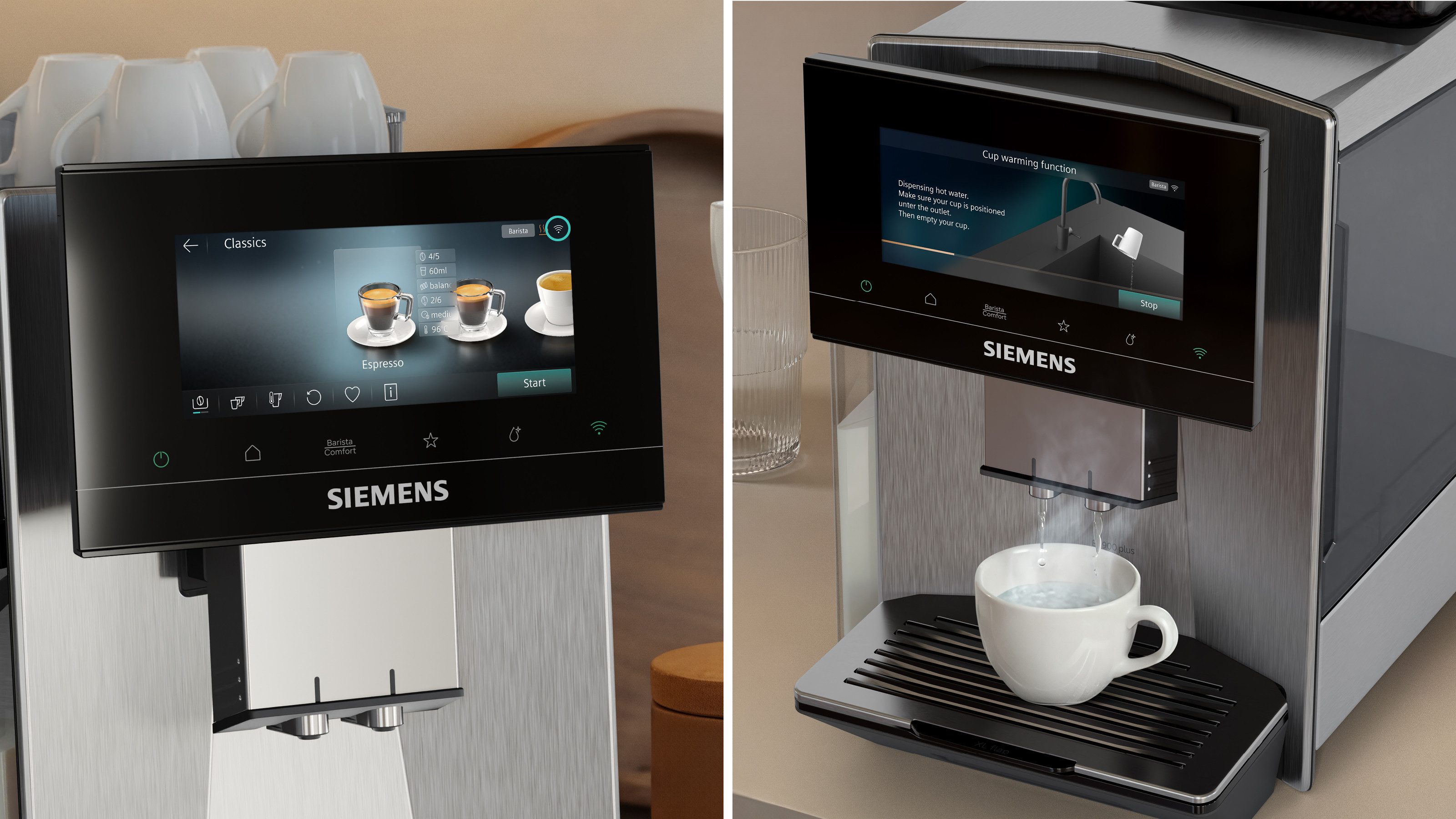 SIEMENS Kaffeevollautomat EQ900 TQ923EZ3, autom. Reinigung, 41 versch. Getränke, XL-Getränke, farbiges 6.8'' TFT-Display, individuelle Aromaeinstellung, Edelstahl