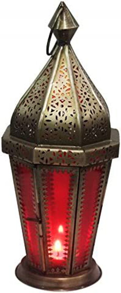 Marrakesch Orient & Mediterran Interior Teelichthalter Orientalische indische Laterne Tischlaterne Ajda - rot 29cm (1 St), Handarbeit