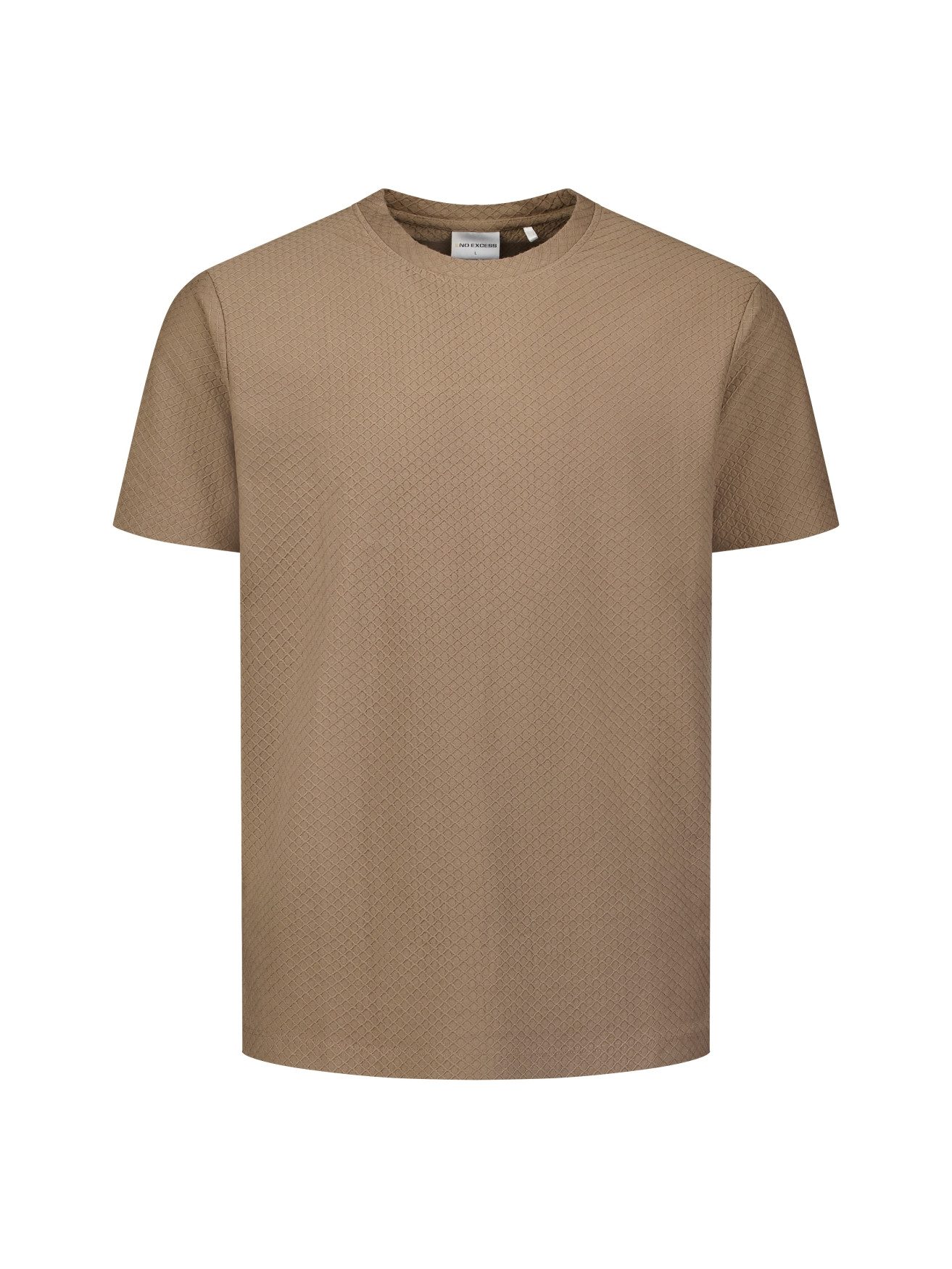 NO EXCESS T-Shirt T-Shirt Crewneck - strukturiertes Shirt Rundhals sand