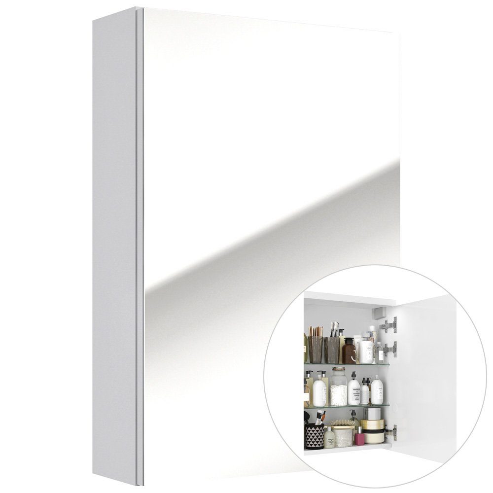 Lomadox Spiegelschrank SOFIA-107 Badezimmer 40 cm weiß Hochglanz lackiert, B/H/T: ca. 40/60/15 cm