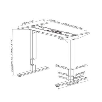 Maclean Schreibtischstuhl MC-763, Elektrisch Höhenverstellbares Tischgestell