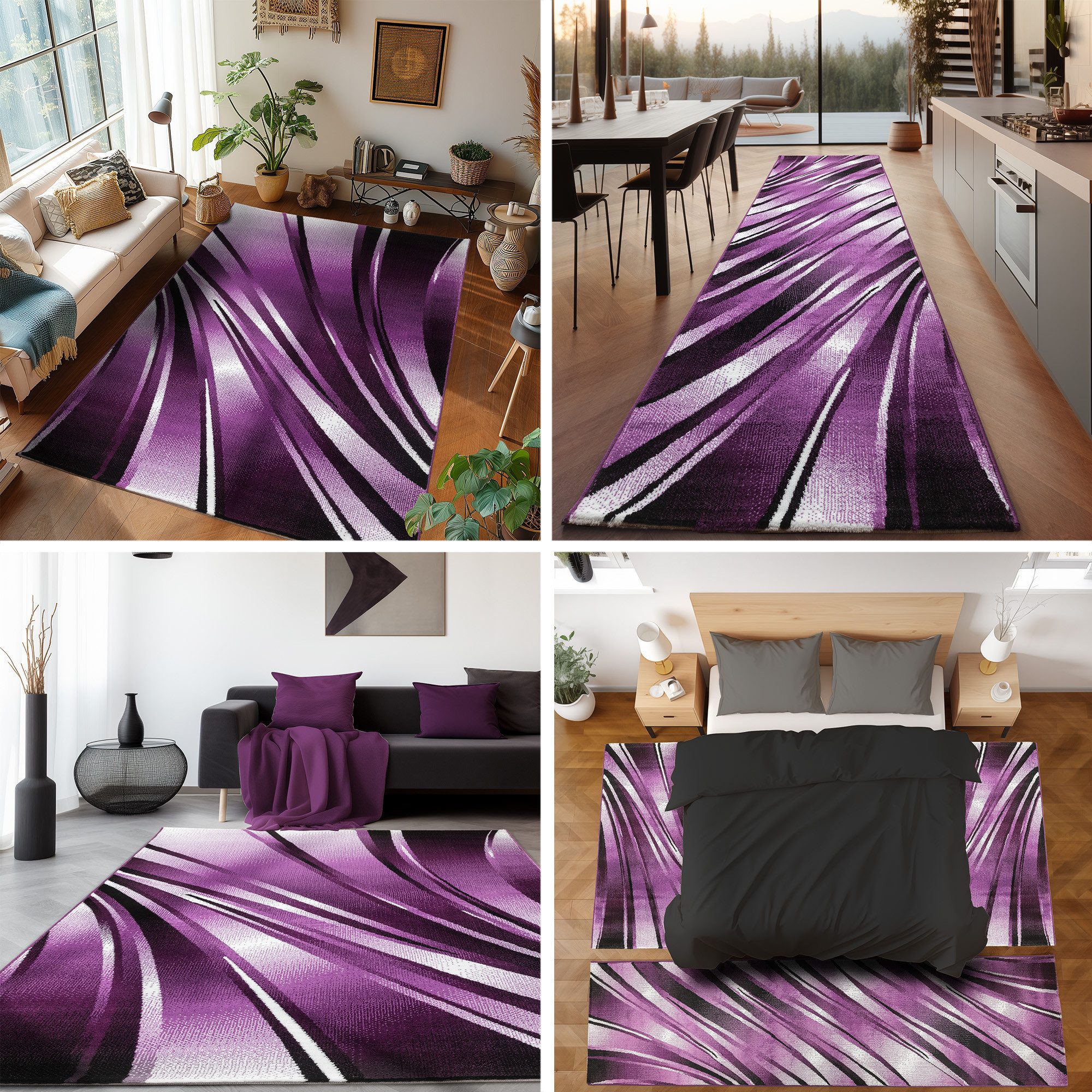 SIMPEX24 Kurzflor-Bettumrandung Abstrakt Wellen Design, Höhe günstig online kaufen