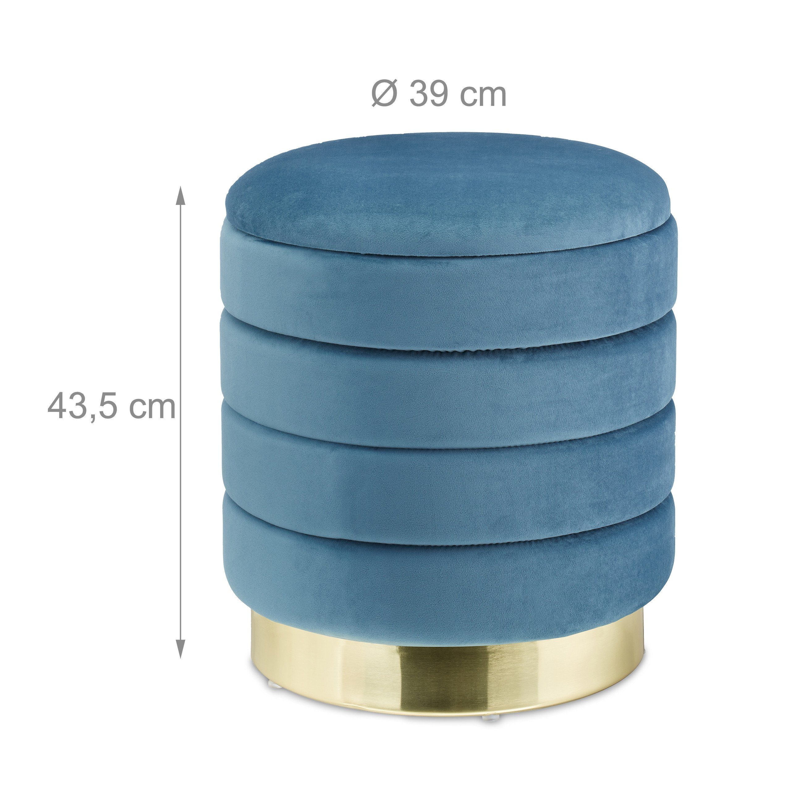 relaxdays Polsterhocker Samthocker mit Stauraum Petrol