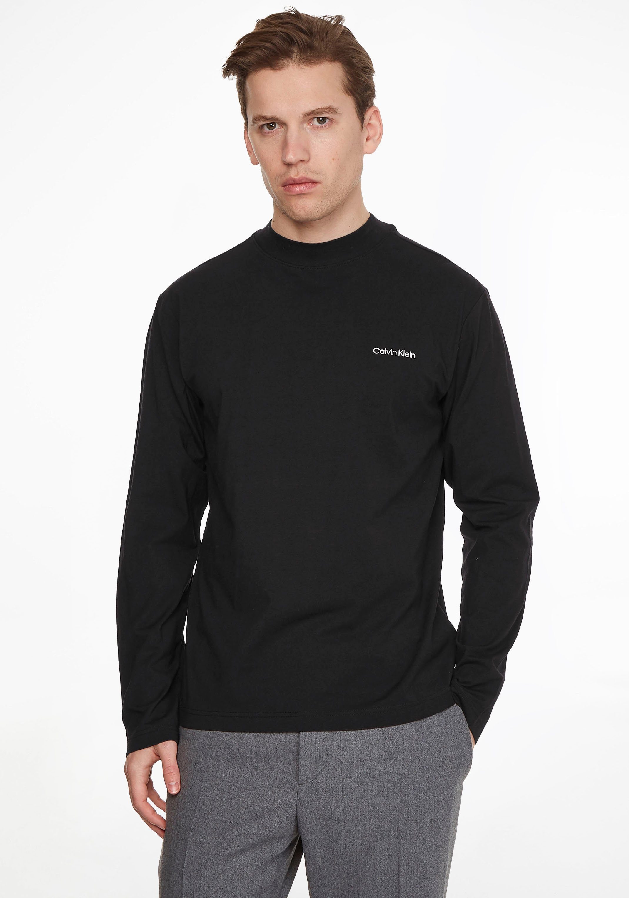 Calvin Klein Langarmshirt MICRO LOGO LS MOCK NECK T-SHIRT mit Mock-Kragen ck black