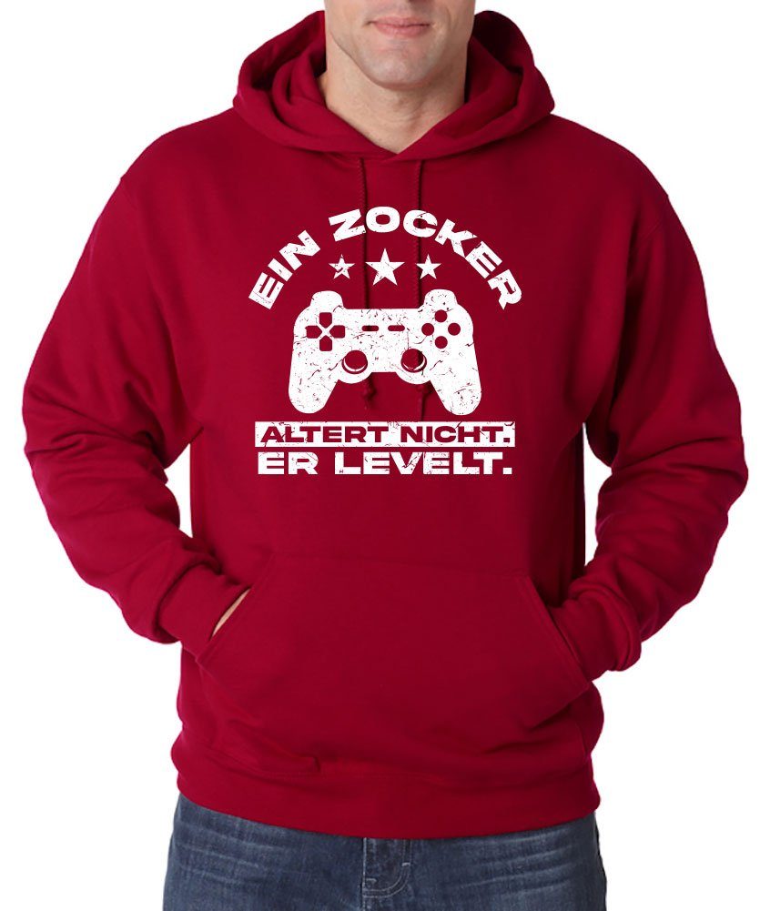 Youth Designz Kapuzenpullover Ein Zocker altert nicht, er LEVELT! Herren Hoodie Pullover mit Controller Frontprint