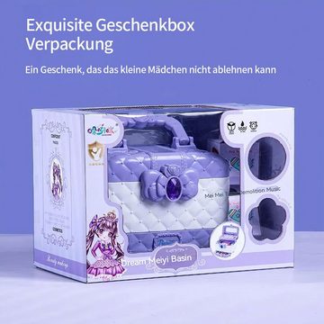 Welikera Spielzeug-Frisierkoffer Kinderkosmetik, abwaschbare Lidschattenpuder Kosmetikpinsel Geschenke