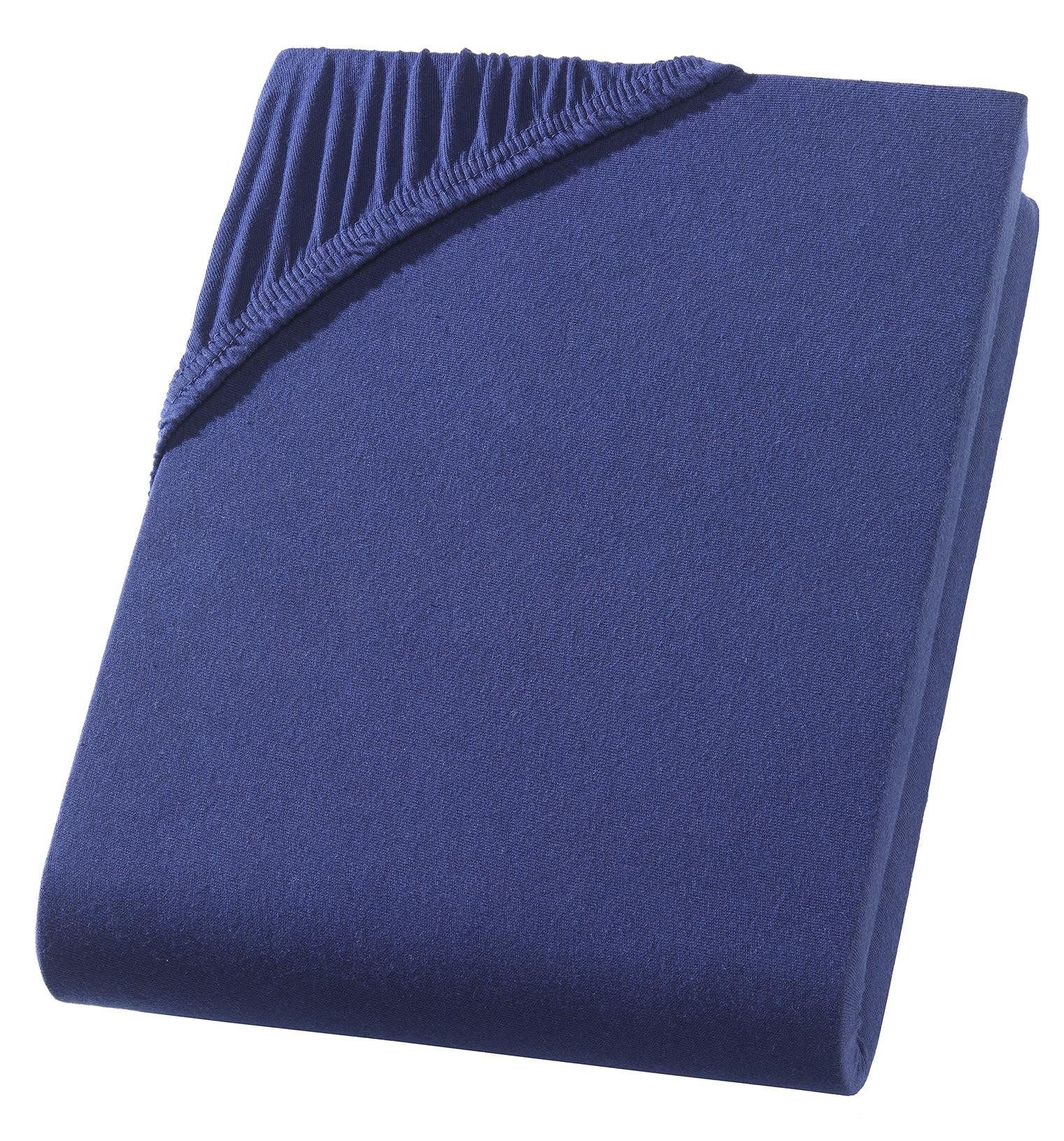 Carpe Sonno Spannbettlaken Heavy Jersey 90x200 100x200 120x200 140x200 160x200 180x200 200x200, Jersey, Gummizug: rundum, (1 Stück), Weiches Spannbetttuch Bügelfrei, Bettlaken 90x200 Navy Blau