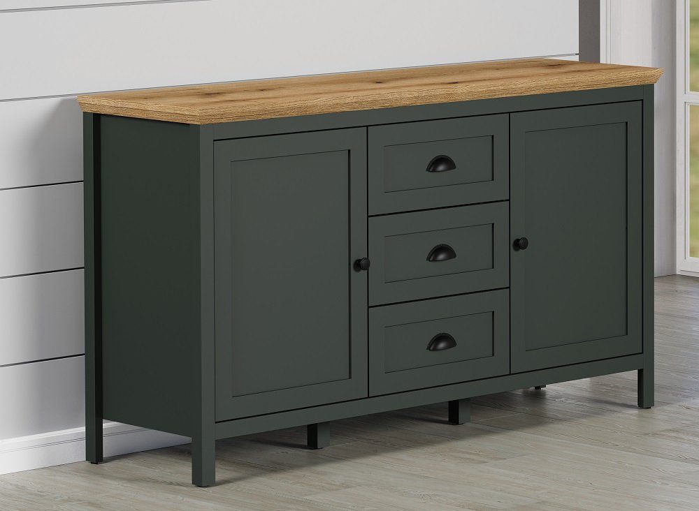 trendteam Sideboard Kommode Sideboard Stanton, Tannengrün / Eiche