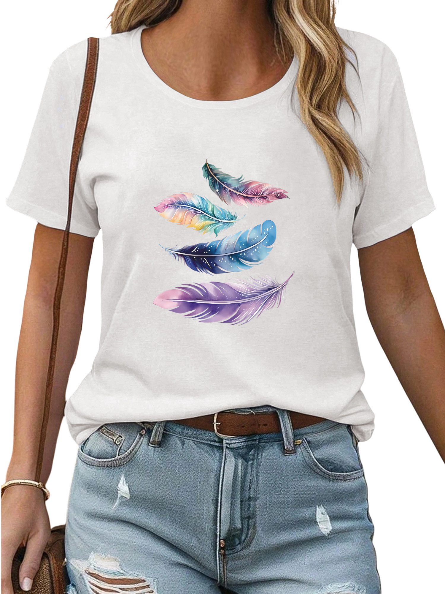 PYL Rundhalsshirt Damen Sommer Casual Bequemes günstig online kaufen