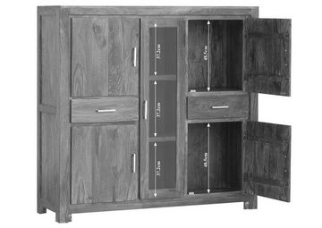 Massivmoebel24 Highboard Highboard Sheesham 145x42x140 life honey lackiert METRO LIFE #107