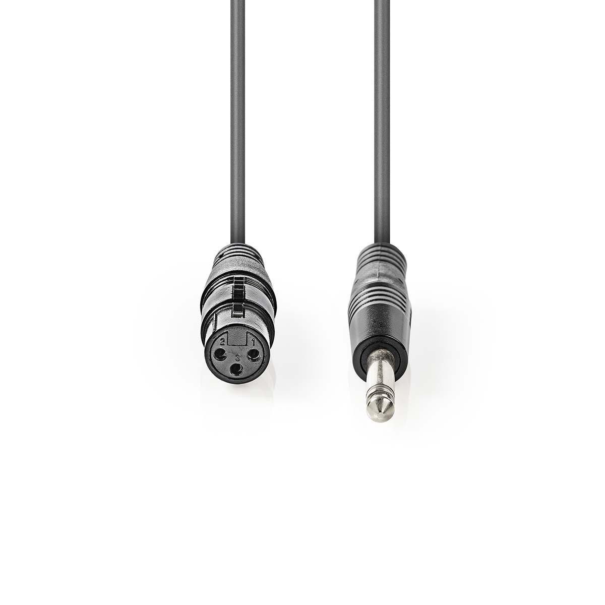 Nedis COTH15120GY50 Audio- & Video-Kabel, audio kabel, xlr auf 6.35mm, langlebig, flexibel, 5m länge