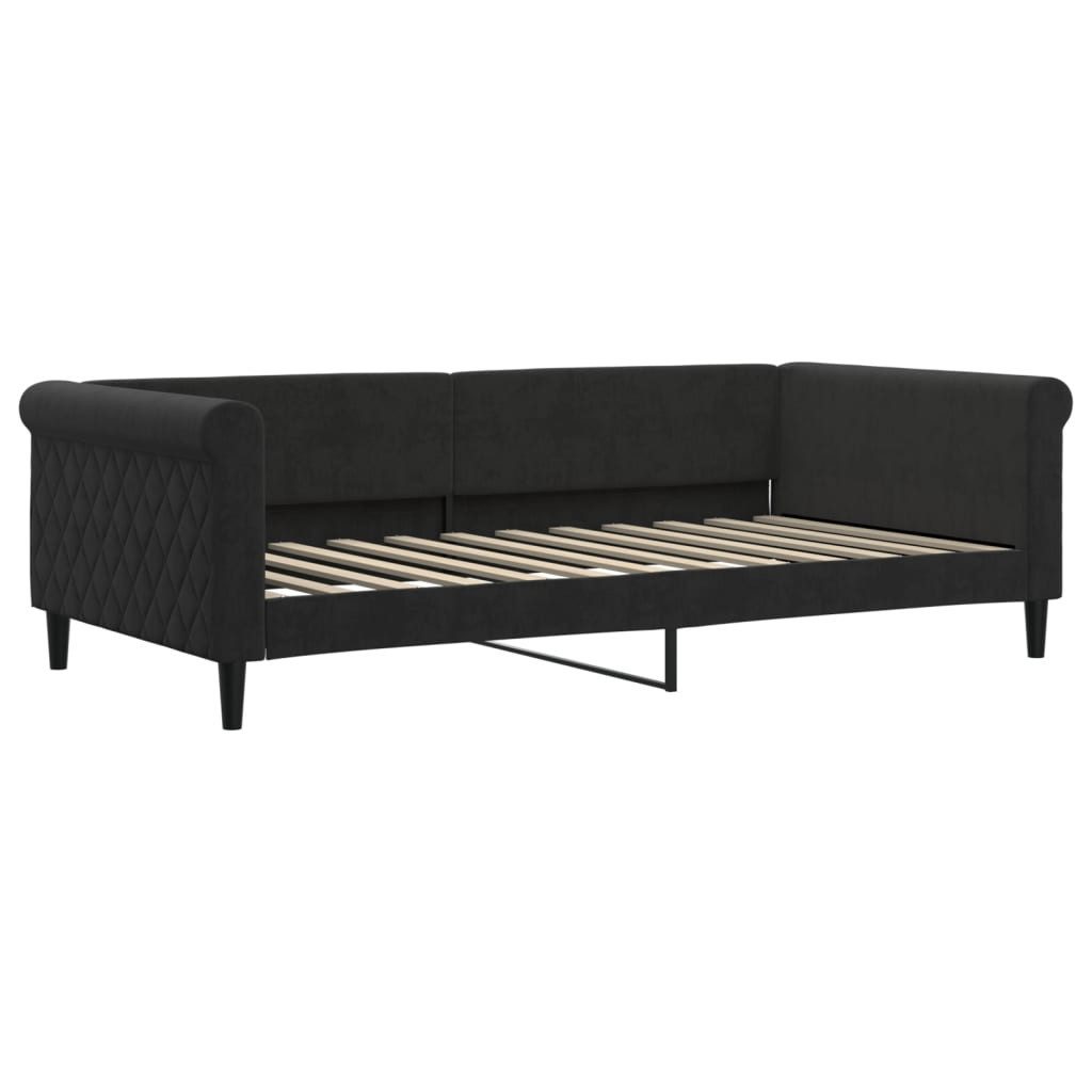 Bett Tagesbett Schwarz 100x200 cm Samt
