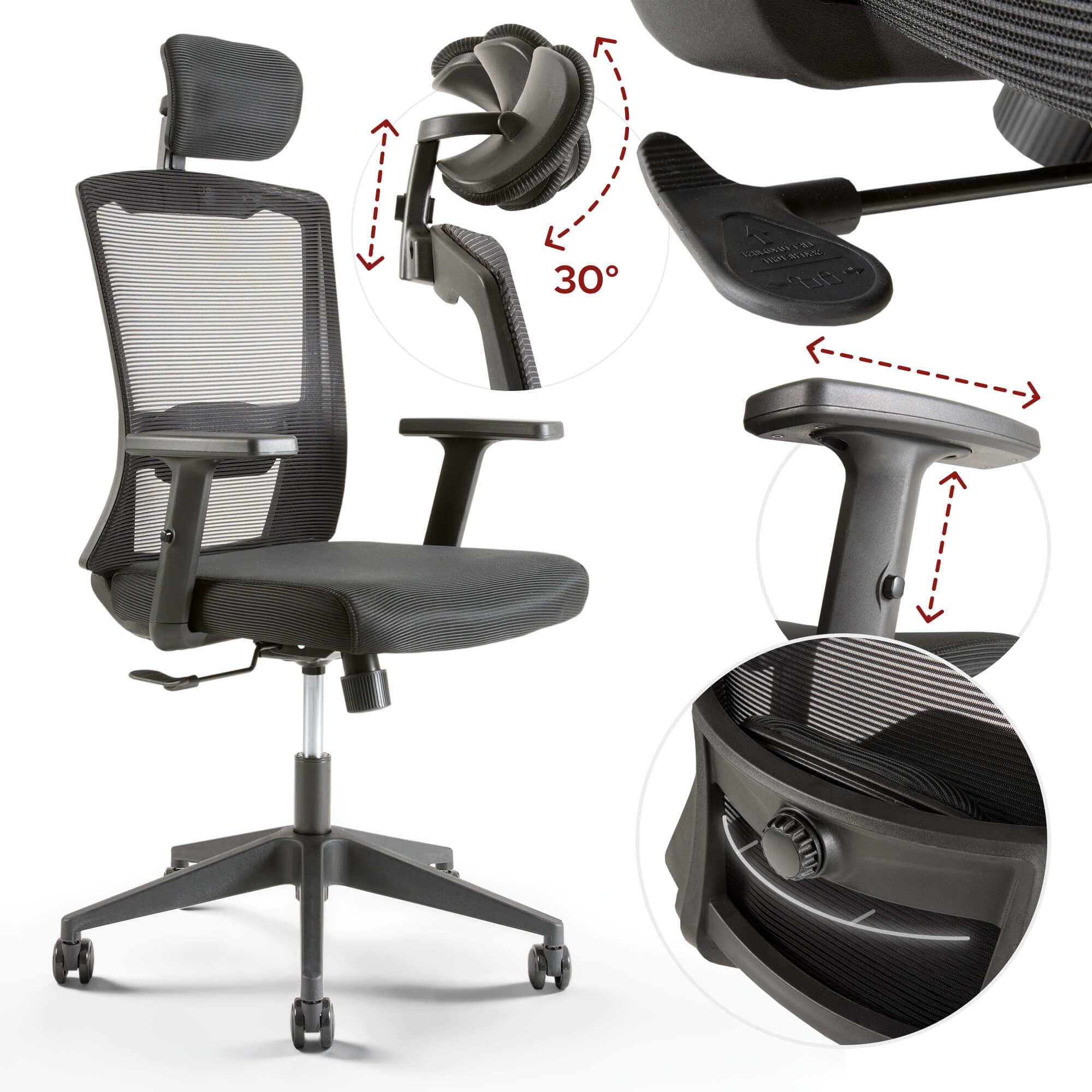 Arebos Bürostuhl Ergonomischer Schreibtischstuhl Wippmechanismus von 90° bi günstig online kaufen