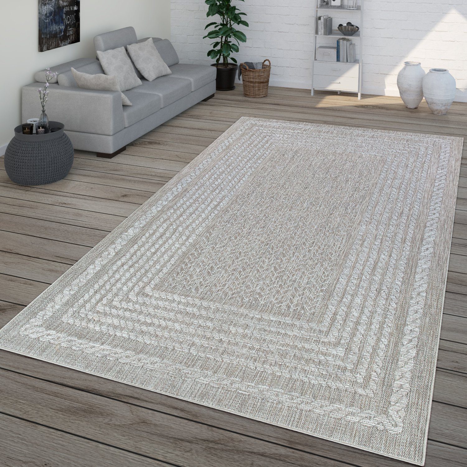 Outdoorteppich In- & Outdoor-Teppich Flachgewebe Mit Skandi-Design, TT Home, Läufer, Höhe: 4 mm