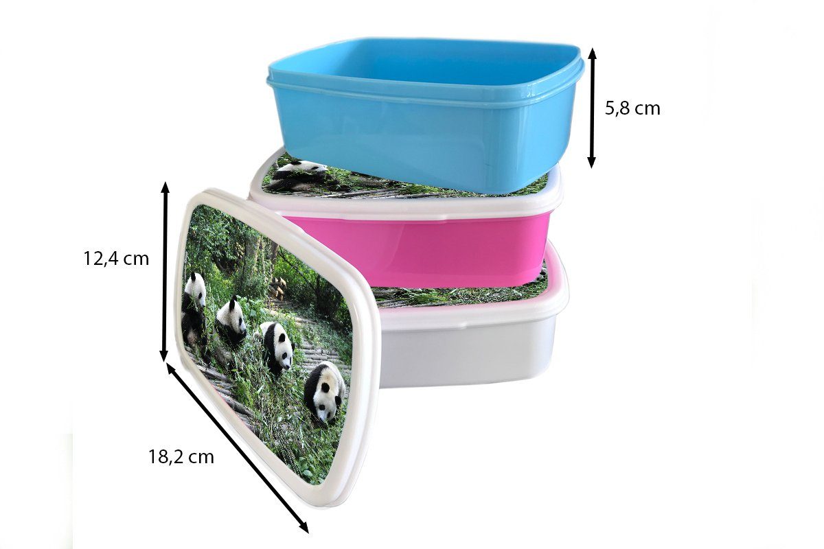 rosa Brotbox Kinder, - Erwachsene, Kunststoff Bambus, (2-tlg), Snackbox, Panda Mädchen, für Brotdose MuchoWow - Lunchbox Kunststoff, Natur