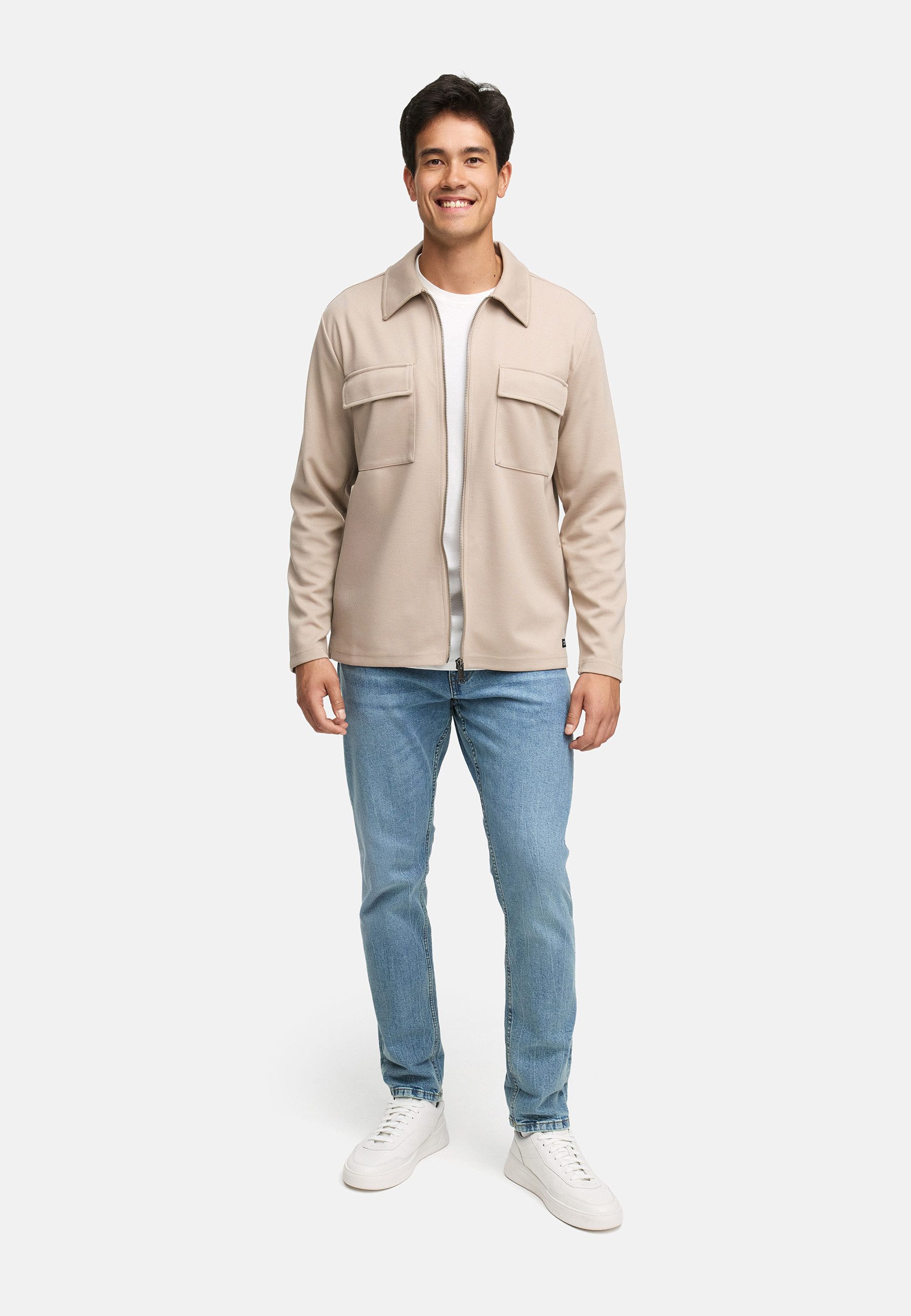 Indicode Langarmhemd Herren INNello Zip Herrenhemd Langarm Lässiges Hemd mit Reißverschluss und Brusttaschen
