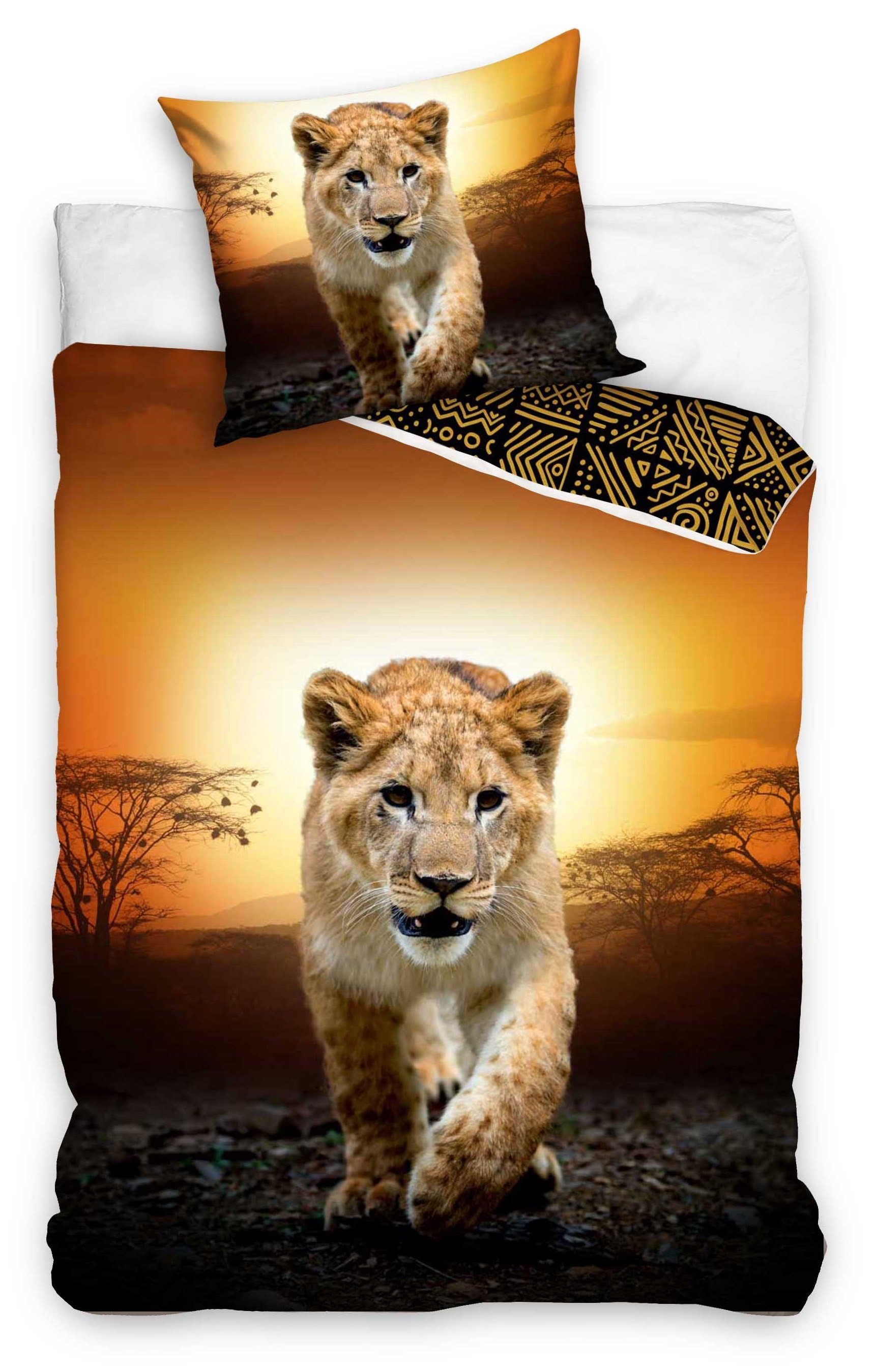 Bettwäsche Löwen, One Home, Renforcé, 2 teilig, im Afrika oder Safari Stil