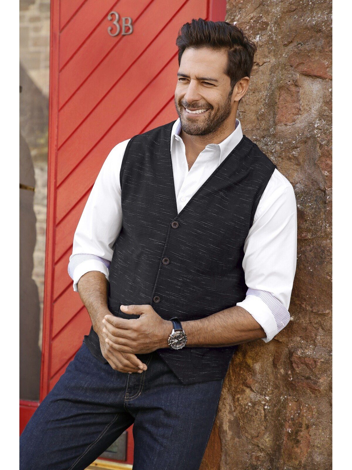 Jan Vanderstorm Sweatweste AHLMANN im strukturiertem Design – Bild 5 von 5