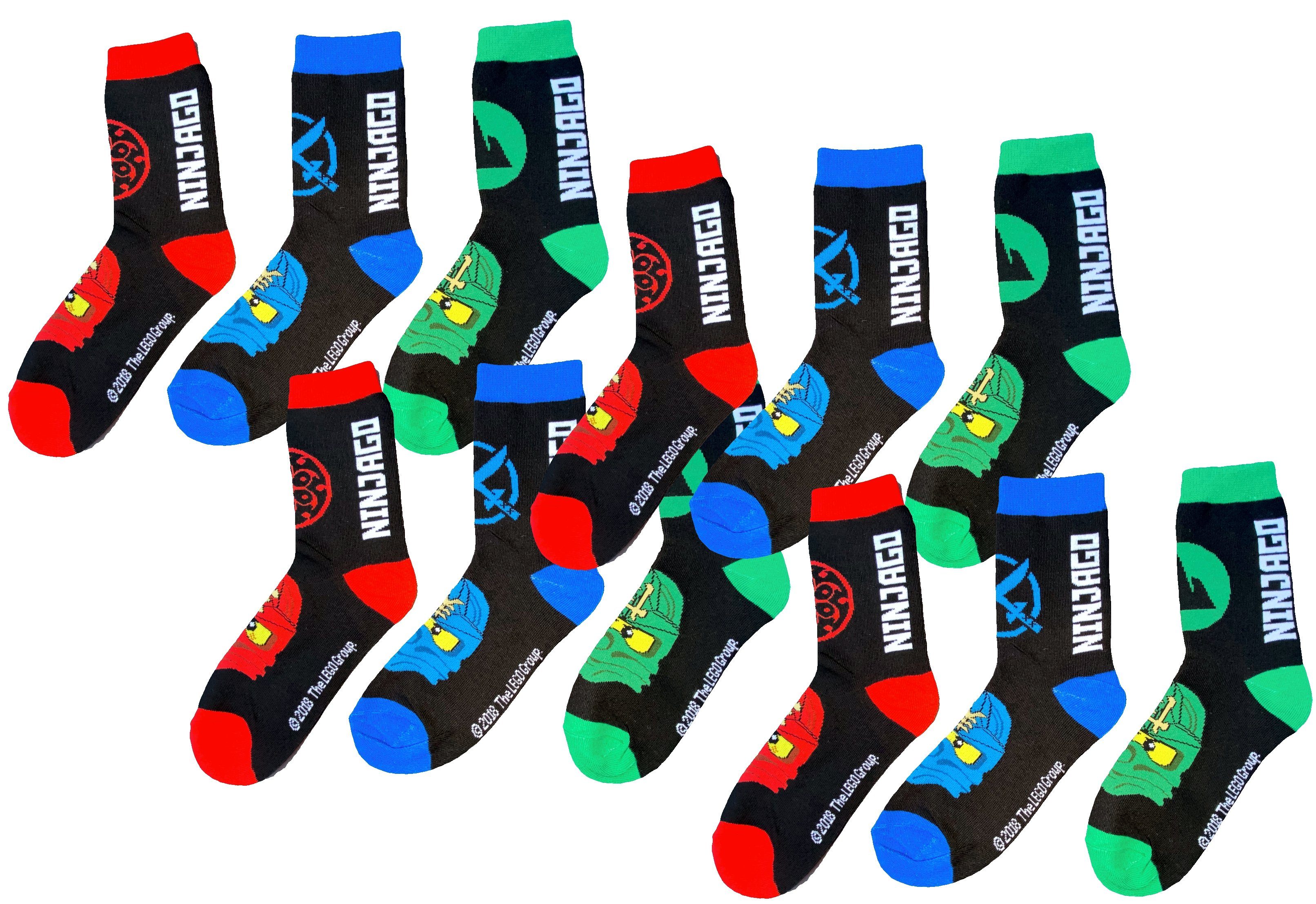 LEGO® kidswear Freizeitsocken 12x LEGO NINJAGO SOCKEN Jungen Strümpfe 27/30 31/34 35/38 Logo Lego Ninjago