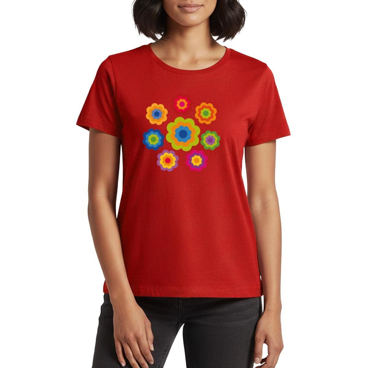 Spreadshirt T-Shirt 70er Jahre Hippie Flower Power Kostüm Blumen Fasching Frauen Premium T (1-tlg)