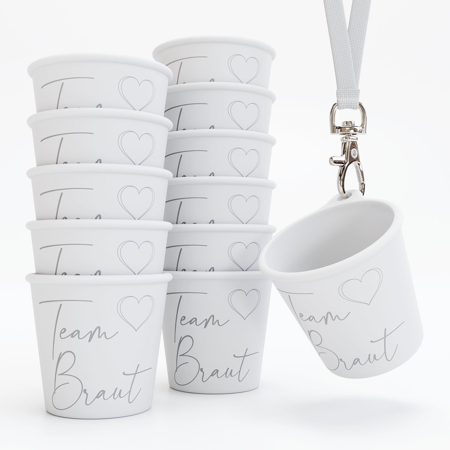 SoPro Schnapsglas 12x Schnapsbecher Plastik 4 cl wiederverwendbar, Pinnchen zum Umhängen