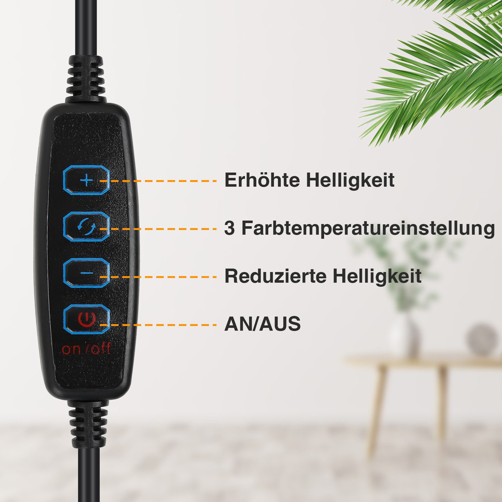 Clanmacy LED Tischleuchte LED Schreibtischlampe 3 Farbe Arbeitslampe Lampe Dimmbar 10W Bettlicht – Bild 5 von 5
