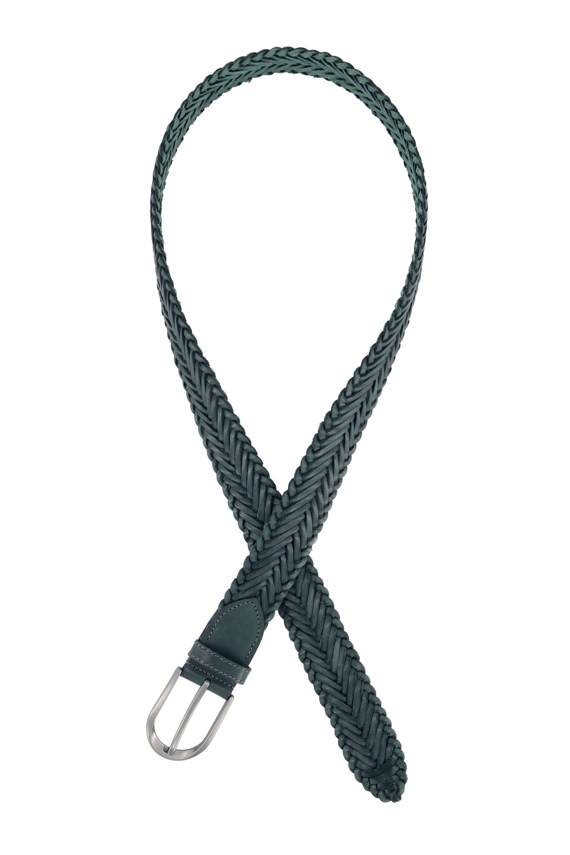 Ulla Popken Hüftgürtel Ledergürtel geflochten Metallic-Schließe