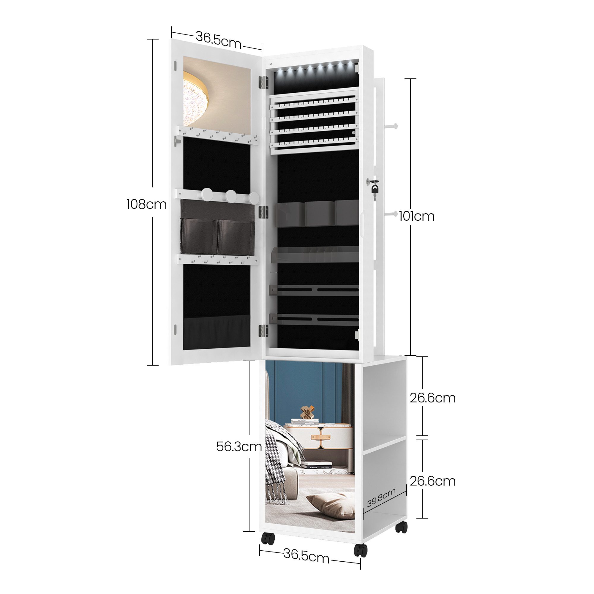 HZUANERI Schmuckschrank Spiegelschrank, stehender Schmuck-Organizer mit 1 K günstig online kaufen