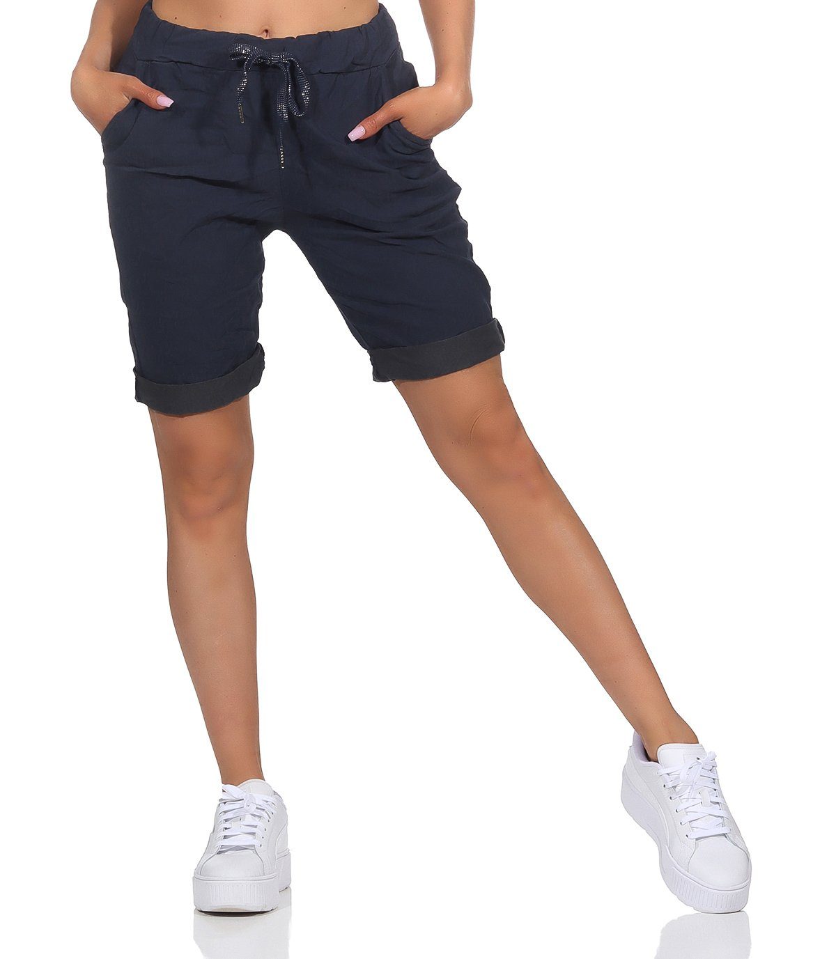 Chinoshorts Damenhose Kurze Damen Sommerhose Chino Shorts Schlupf Bermuda
