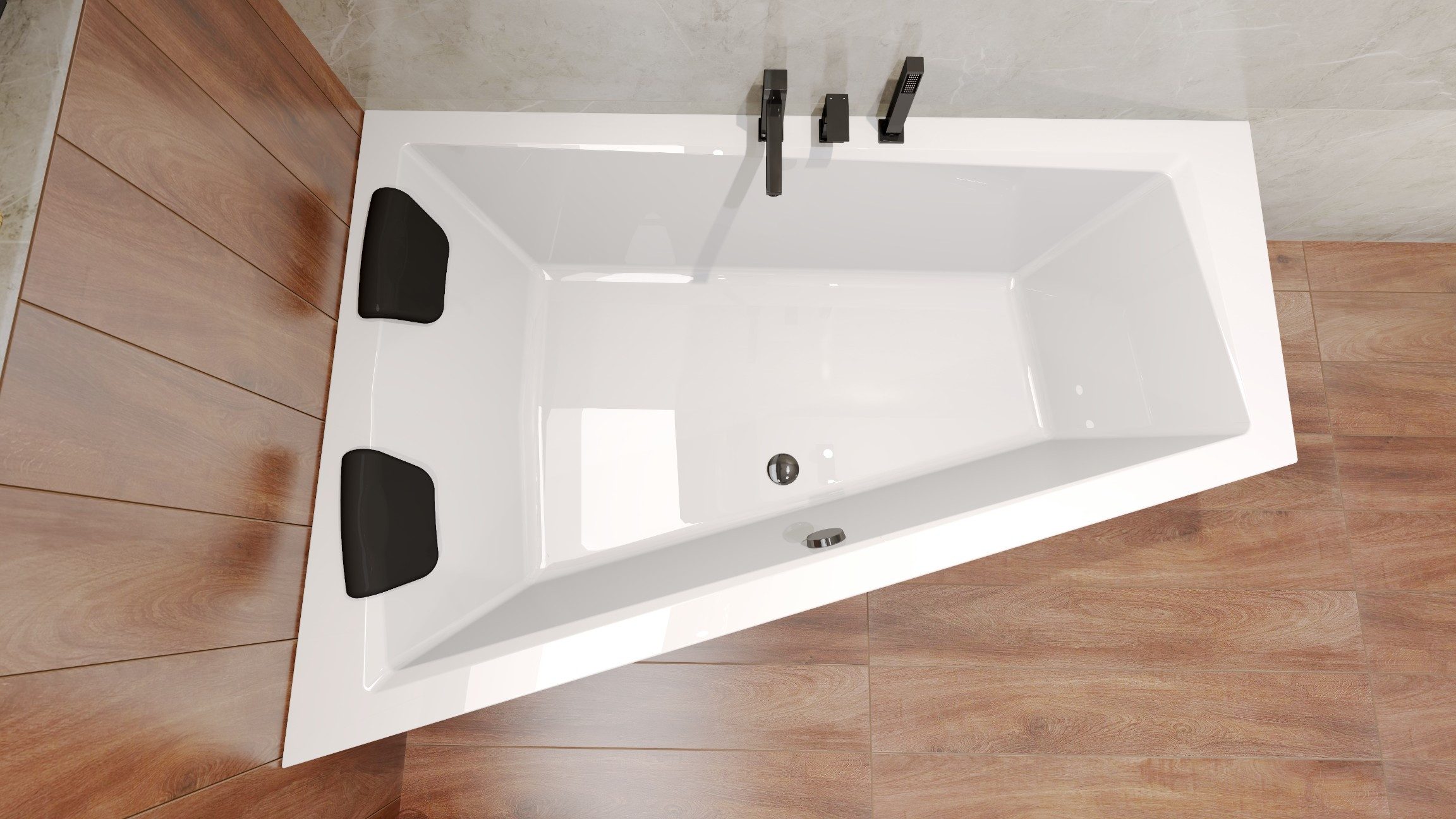 KOLMAN Badewanne Rechteck INTIMAS 150x85 Links + 2 Wannenkissen