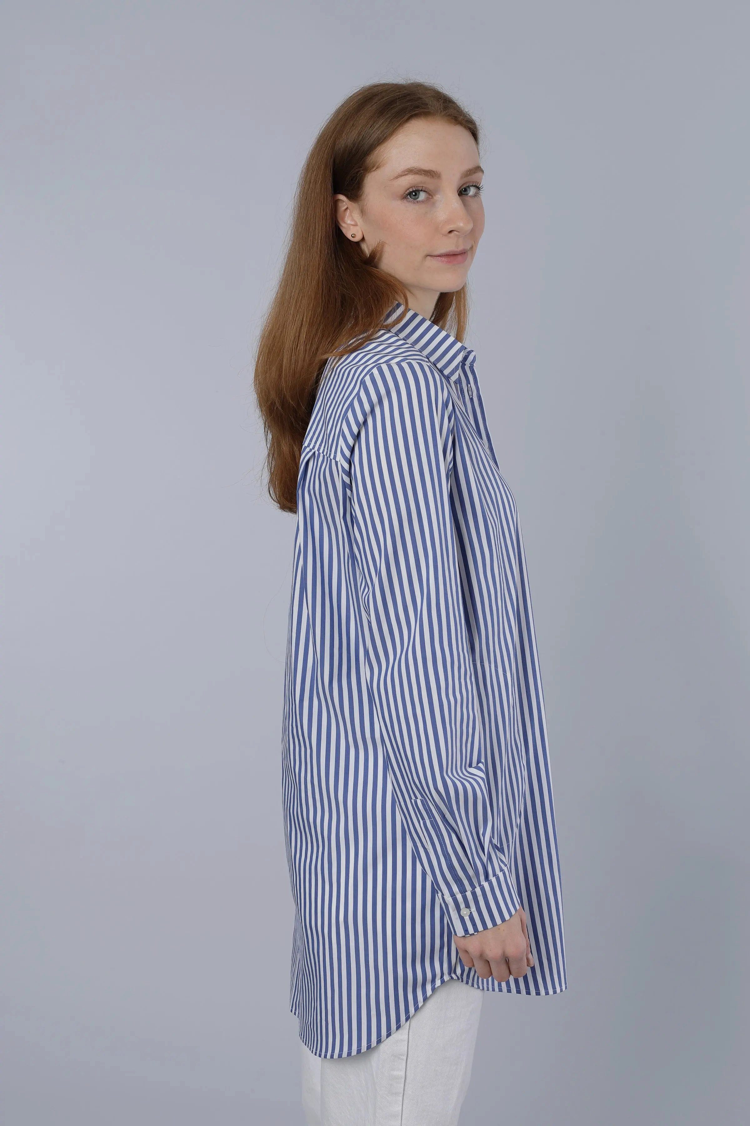 NADINE H Hemdbluse Lange Bluse LIGHT BLUE