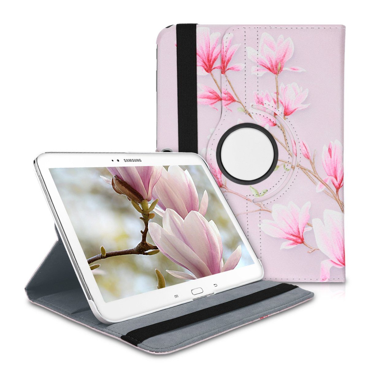 kwmobile Tablet-Hülle, Hülle für Samsung Galaxy Tab 3 10.1 P5200/P5210 -  360° Tablet Schutzhülle Cover Case - Magnolien Design