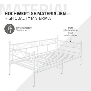 ML-DESIGN Metallbett Bett mit Kopf- und Fußteil, Lattenrost robust aus Stahlrahmen, Gästebett 90x200cm Schwarz robust leichte montage Bettsofa Gästebett