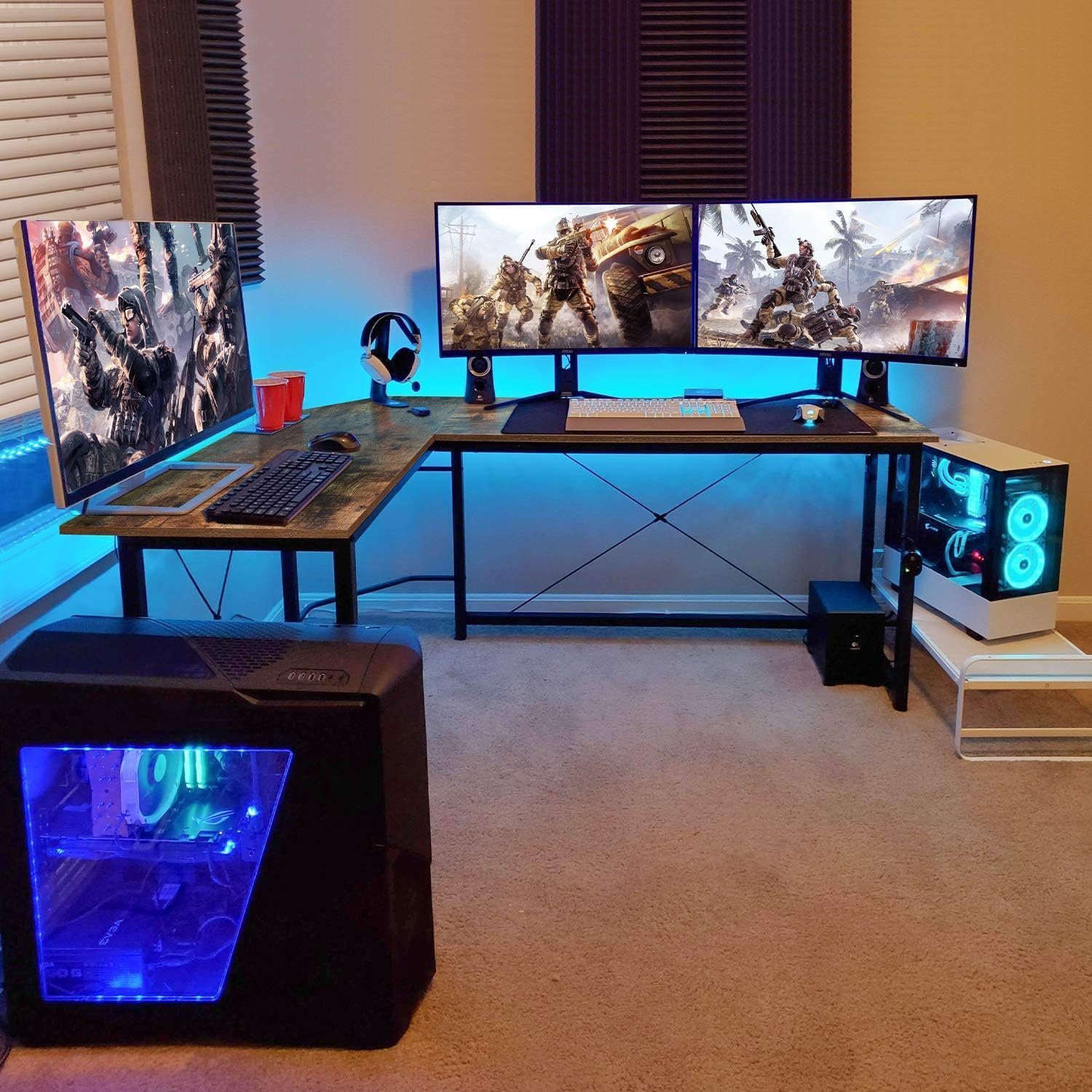 TLGREEN Computertisch Gaming Tisch L-Form Schreibtisch, 167 cm Eckschreibti günstig online kaufen