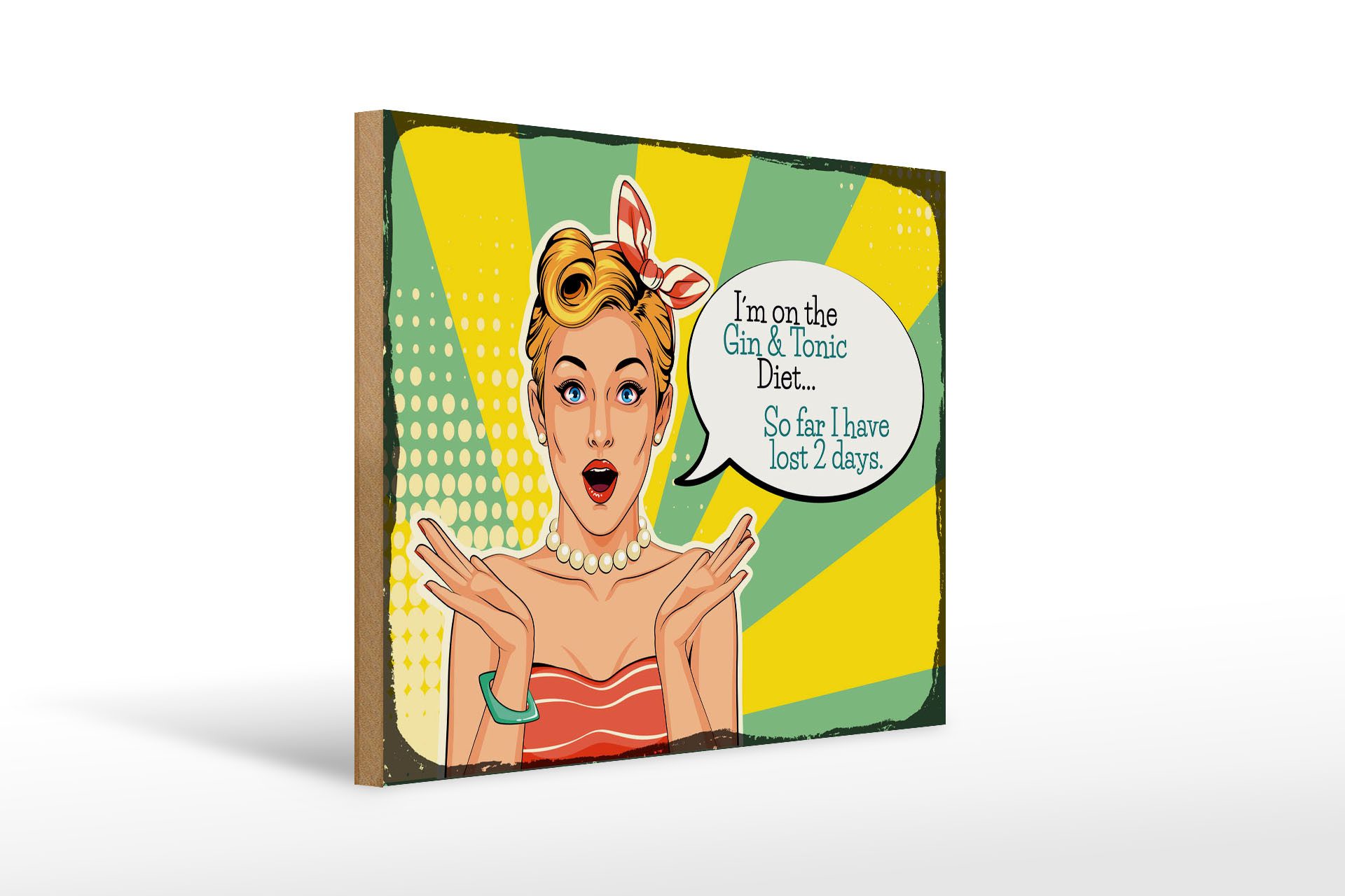 Holzbild Spruch I´m on the Gin & Tonic Diet 40x30cm