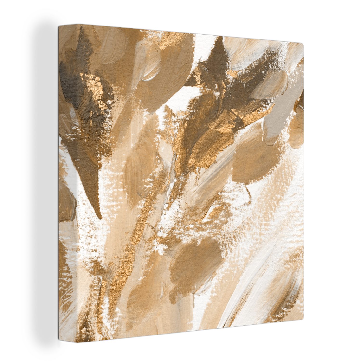 OneMillionCanvasses® Leinwandbild Farbe - Gold - Weiß, (1 St), Leinwand Bilder für Wohnzimmer Schlafzimmer