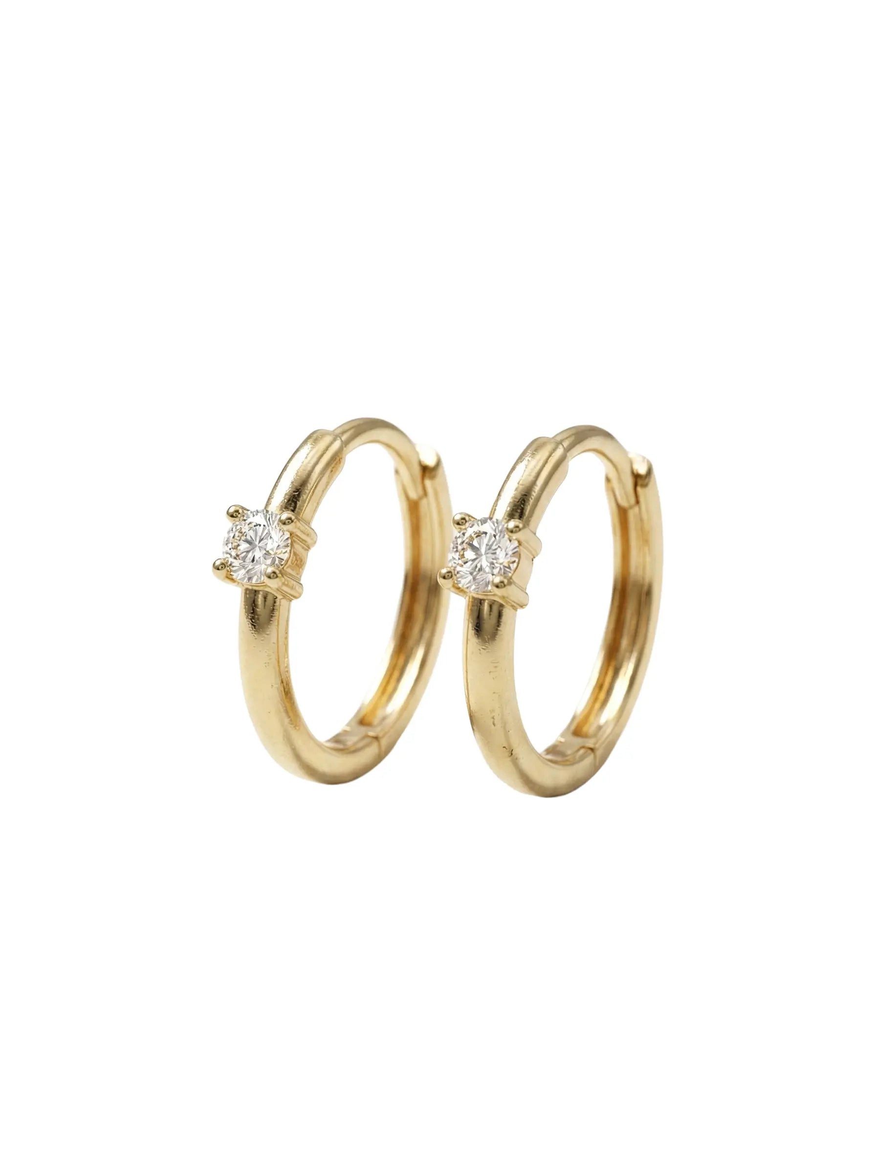 Suzan Gold Creolen-Set 375 Echtgold Solivette Spark Zirkonia Solitär