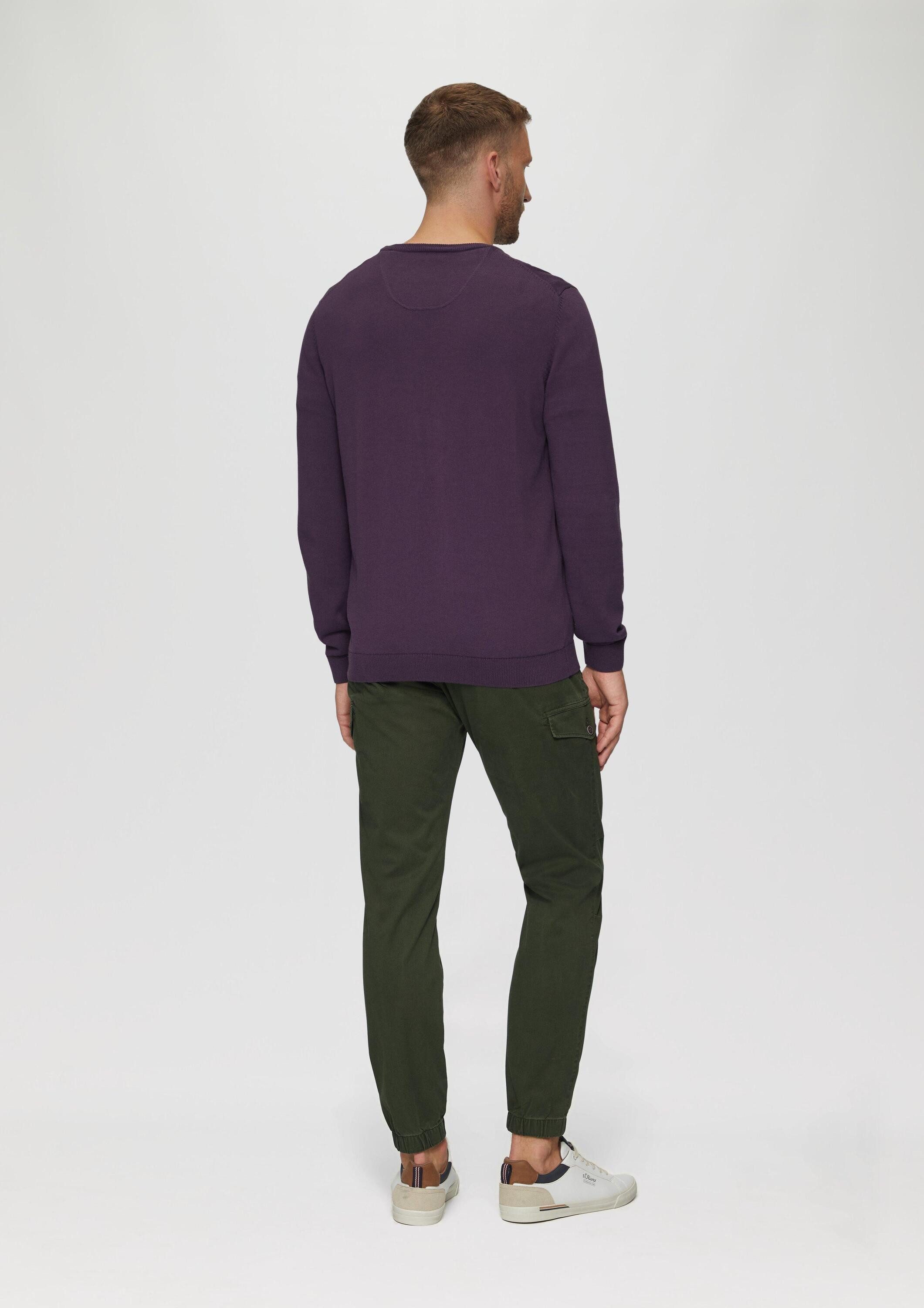 s.Oliver Longpullover Strickpullover Baumwollpullover mit Logo-Stickerei