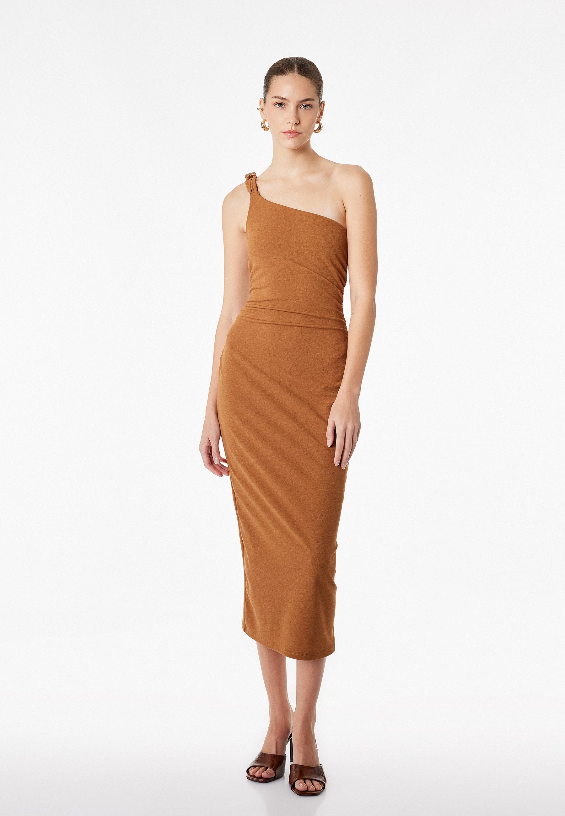 Koton Midikleid Koton Drapiertes Midi-Slim-Fit-Kleid
