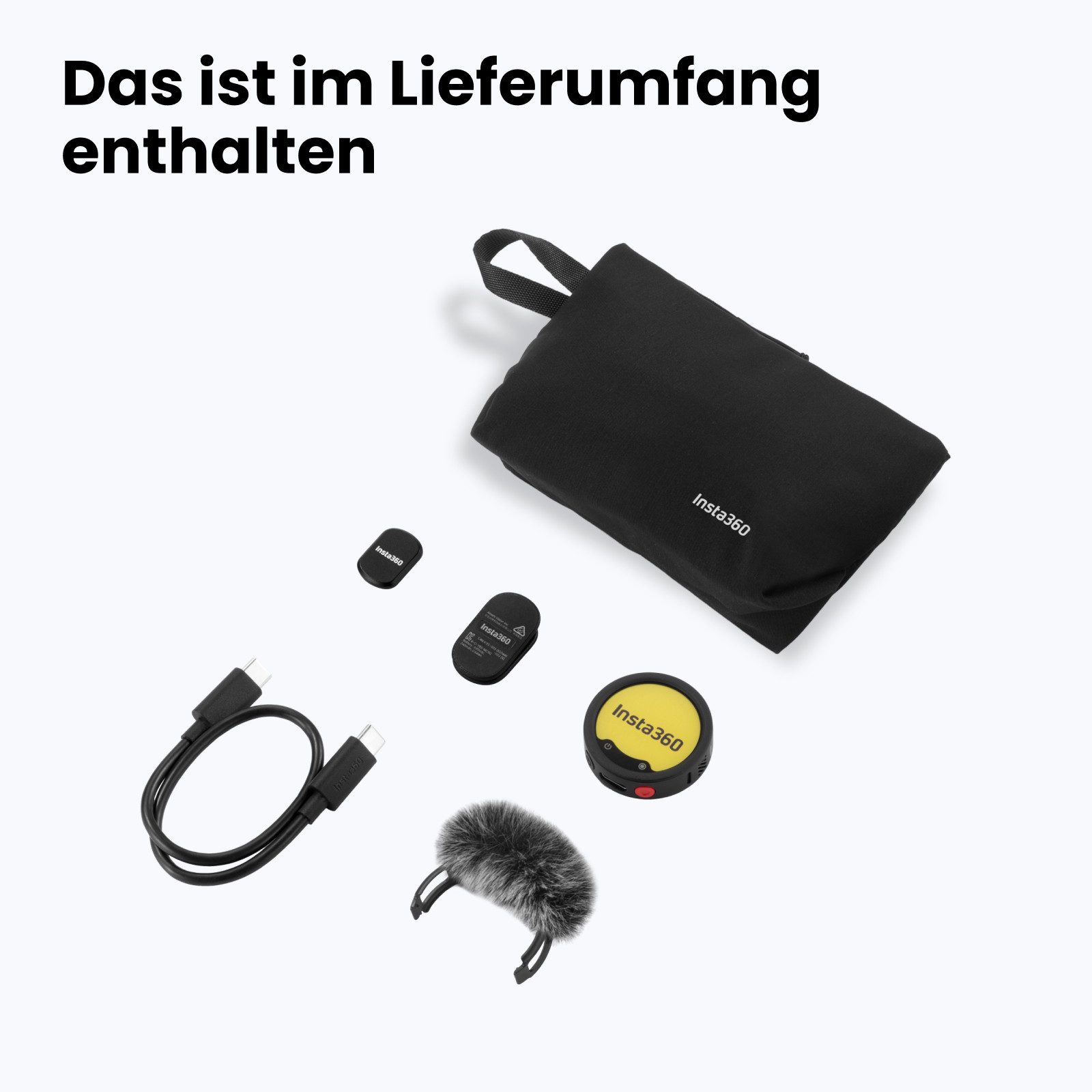 Insta360 Mikrofon, Insta360 Mic Pro, kabelloses Mini-Lavalier-Mikrofon für Phone/Kamera