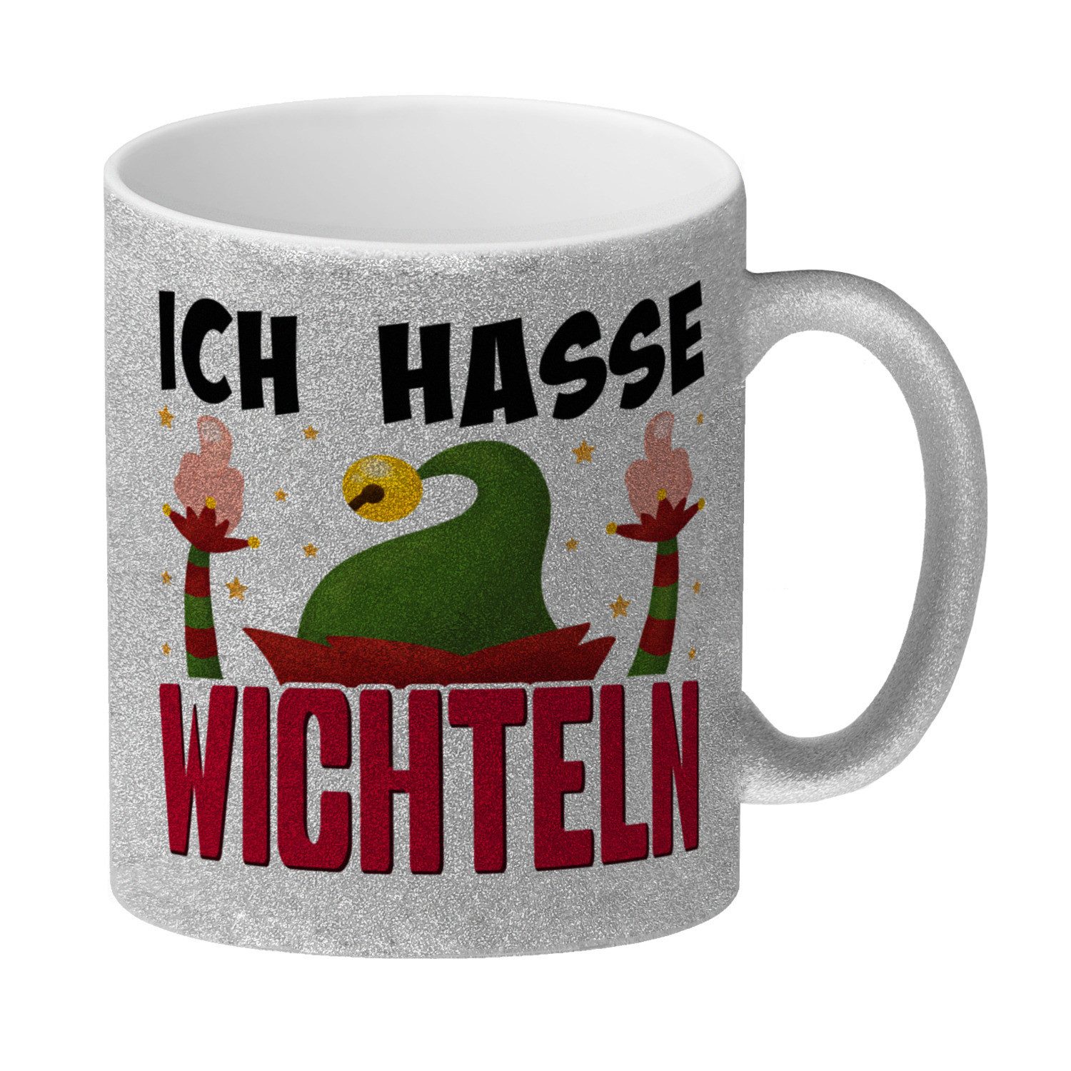 Merry Grinchmas Kaffeebecher – Lustiger Weihnachtsmuffel-Becher Mit Glitzer | 300 Ml