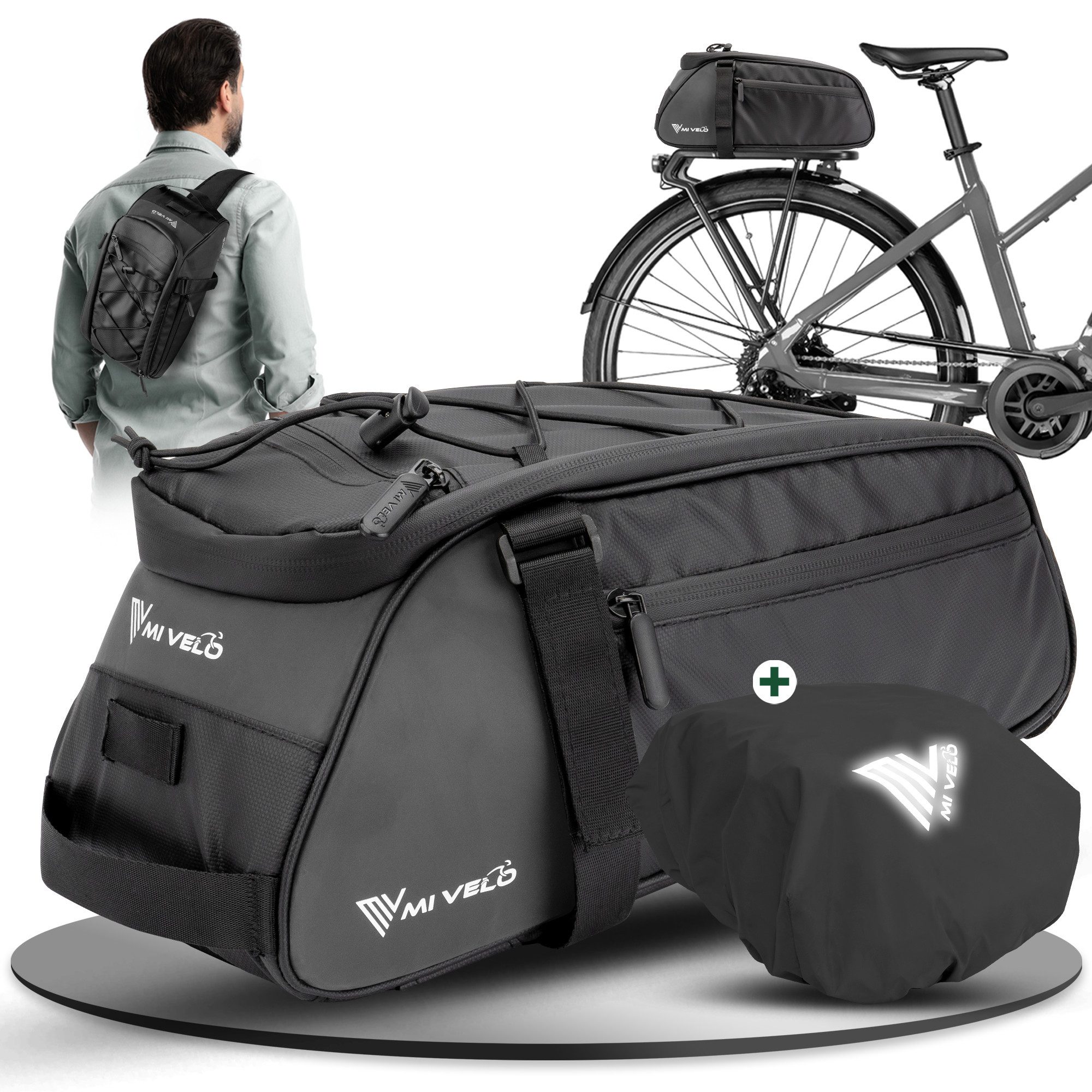 Fahrradtasche Gepäckträgertasche mit Schulter- Rückenriemen