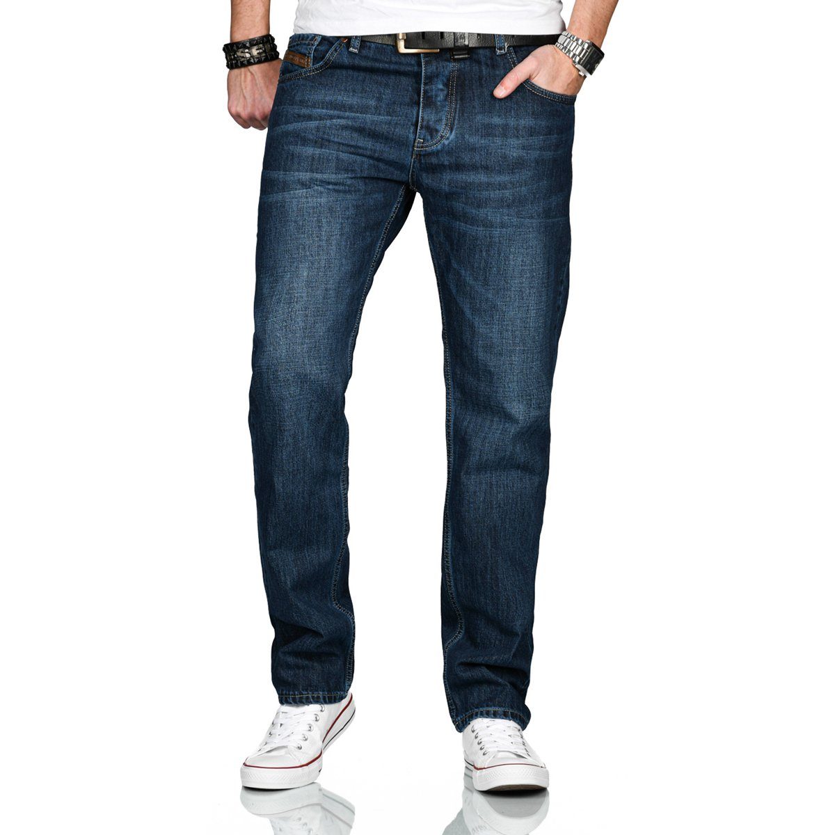 Dunkelblau Alessandro Salvarini ASMarco - Bein geradem mit Comfort-fit-Jeans AS202