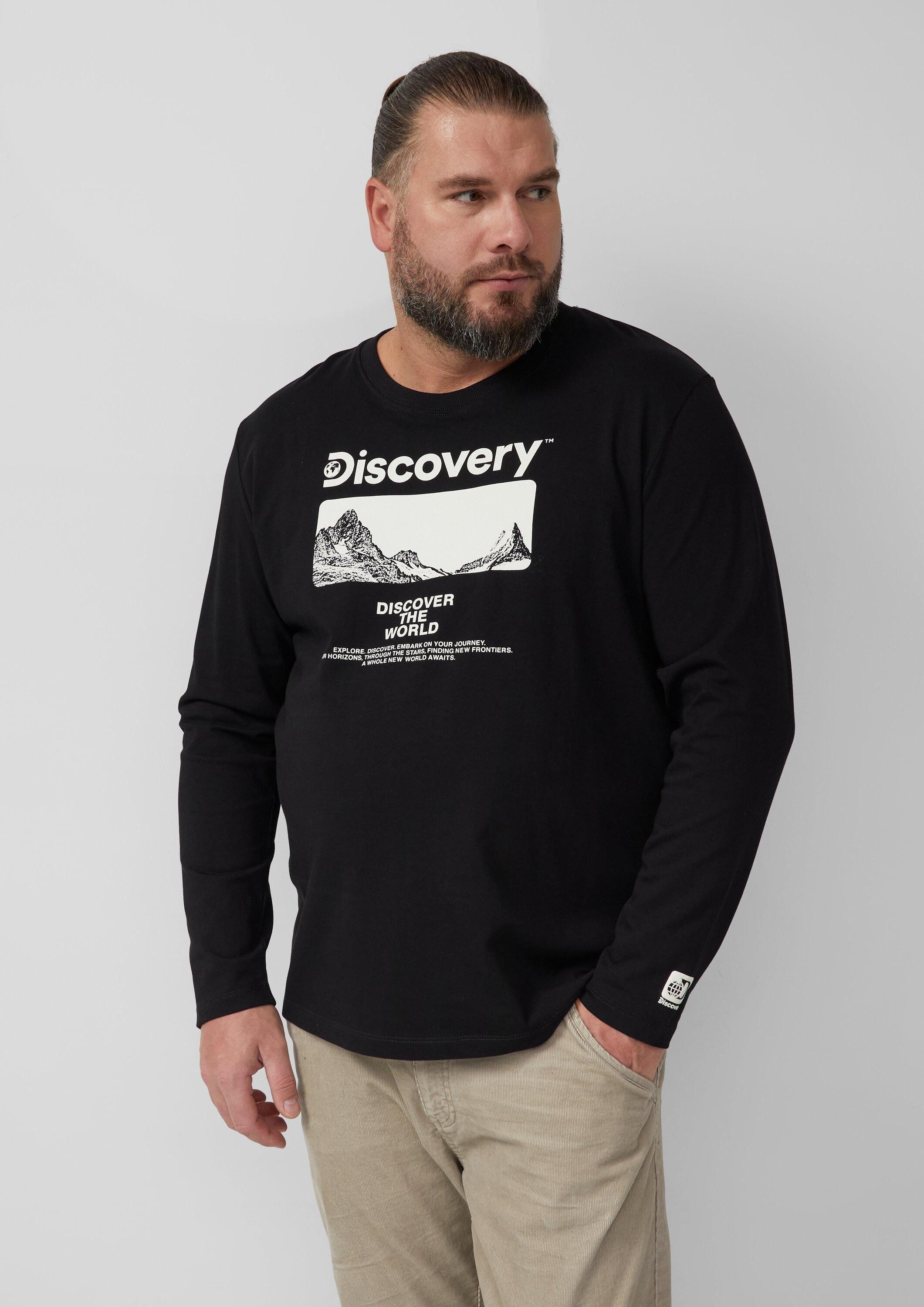 s.Oliver Langarmshirt T-Shirt Longsleeve aus Baumwolle mit Discovery Channel®-Artwork