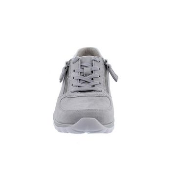 Gabor Rollingsoft Sneaker, Dreamvelour / Cervo, light grey / weiss, Schnürung und Reißv Schnürschuh