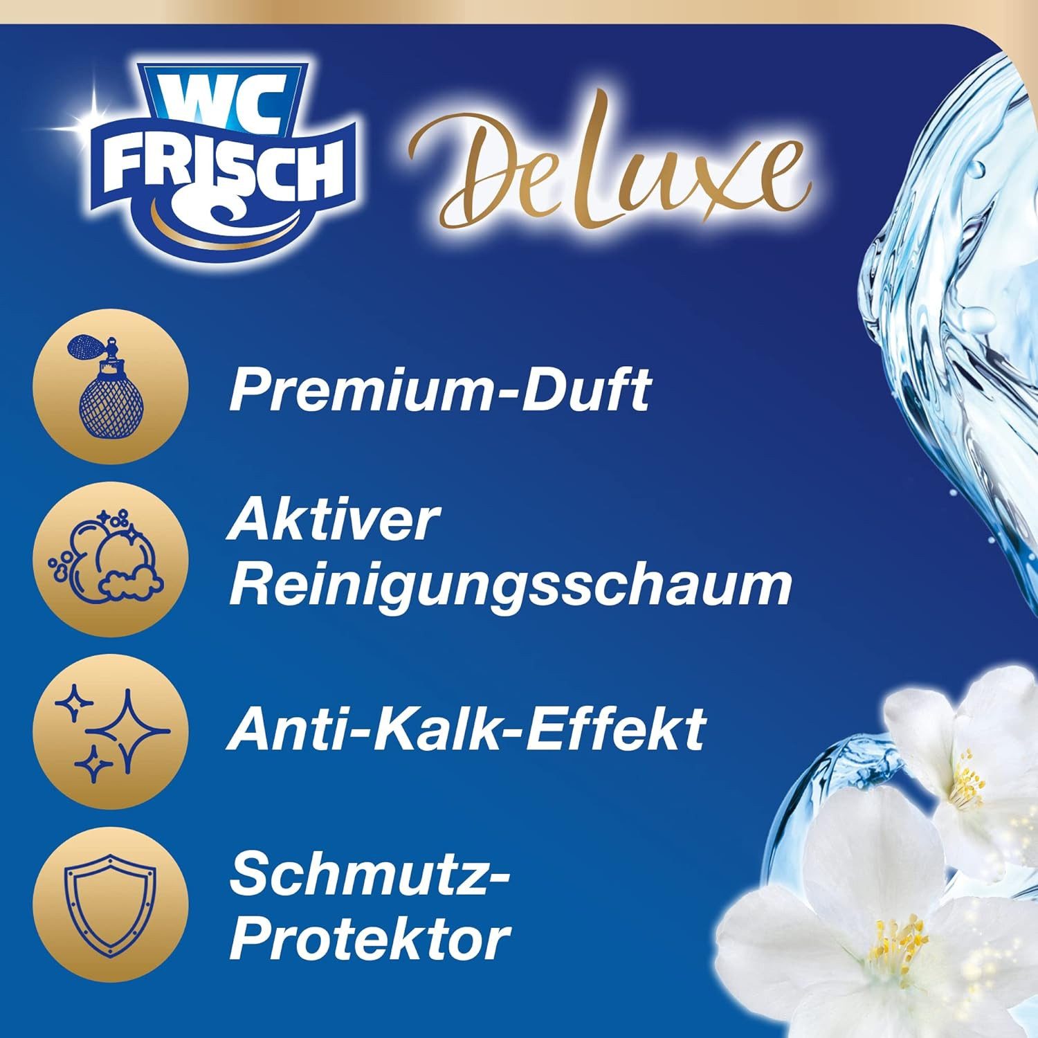 WC Frisch WC FRISCH DeLuxe Duftstein Lovely Jasmin Edition 50g WC-Reiniger (1-St. mit Parfümperlen & Anti-Kalk-Effekt)