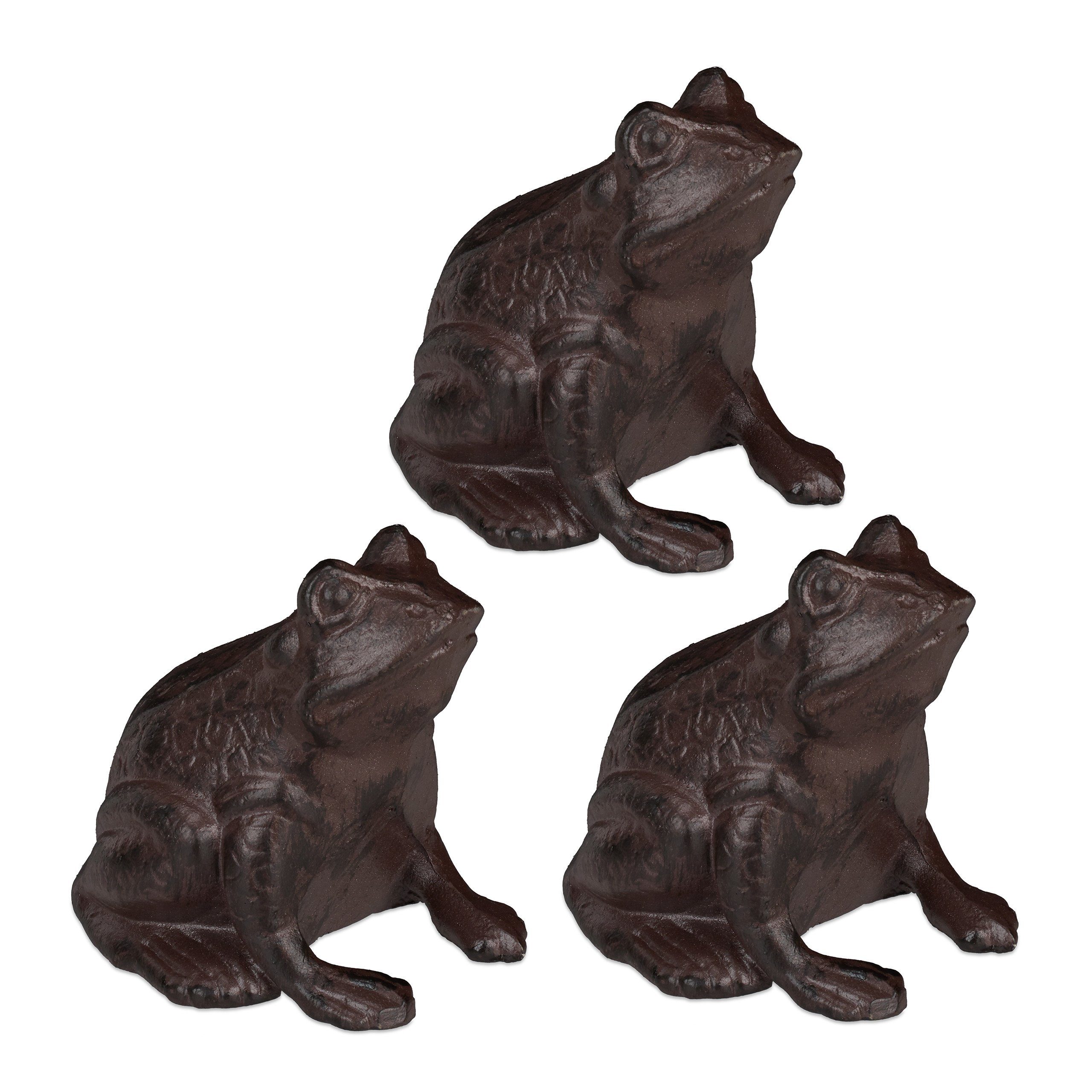 Gartenfigur 3 x Gartenfigur Frosch antik