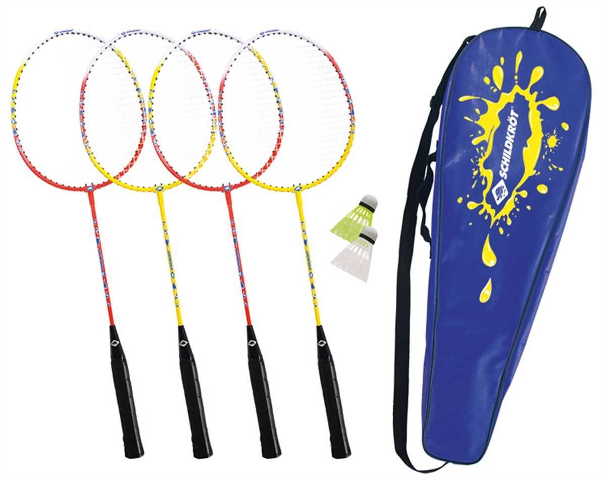 Schildkröt Badmintonschläger 4-PLAYER, Set mit 4 Schlägern und 2 Bällen | Schläger